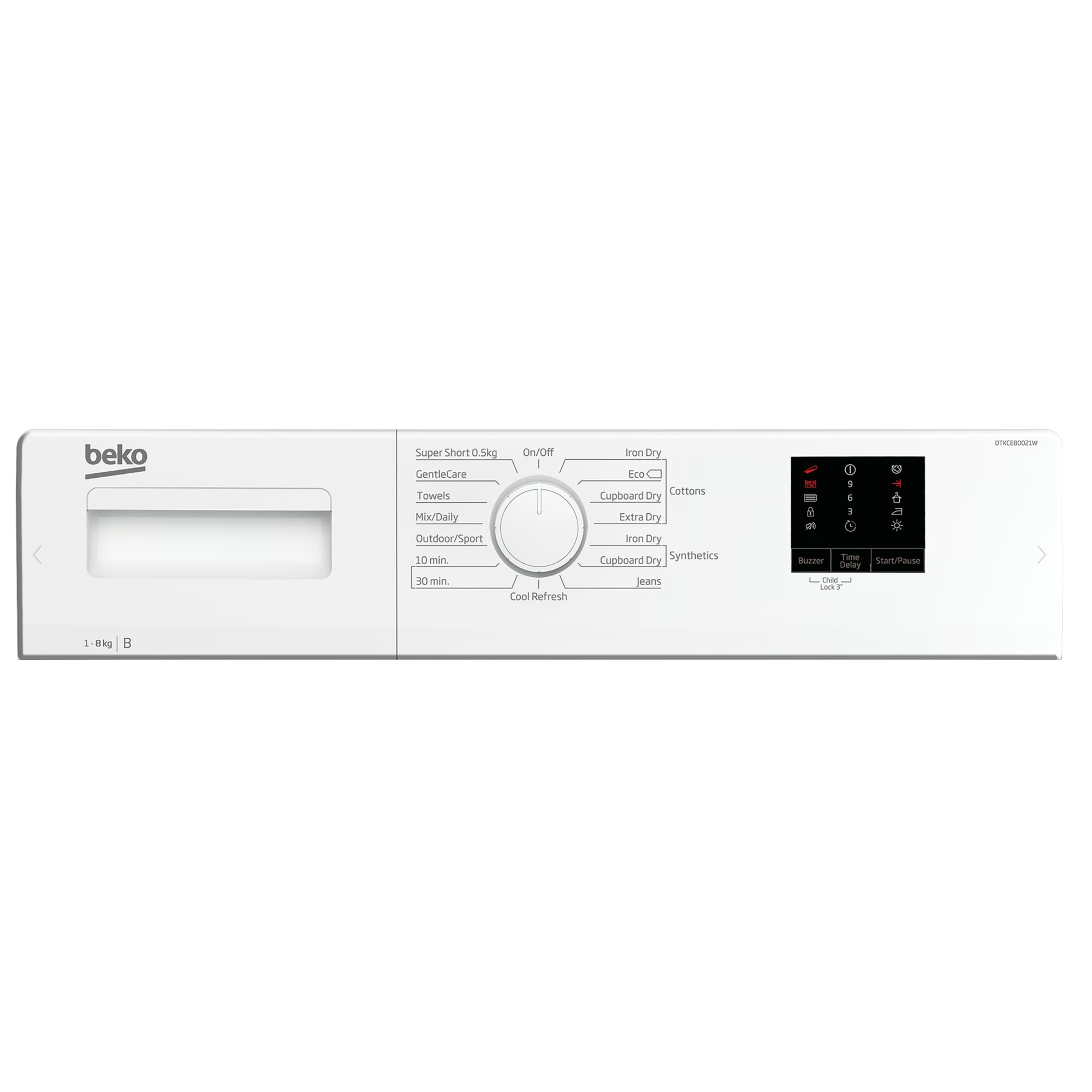 Beko 8kg Condenser Tumble Dryer DTKCE80021W - White Beko 8kg Condenser Tumble Dryer DTKCE80021W - White
