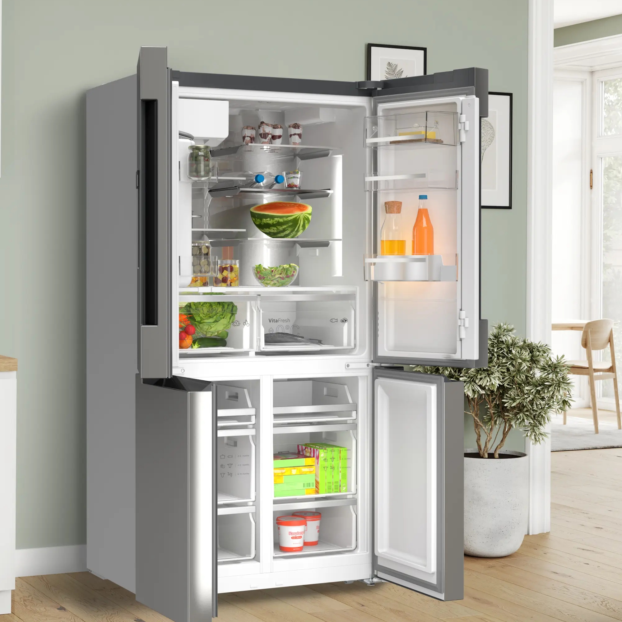 Bosch Series 6 Four Door Fridge Freezer Ice & Water KFD96APEAG - Stainless Steel Bosch Series 6 Four Door Fridge Freezer Ice & Water KFD96APEAG - Stainless Steel