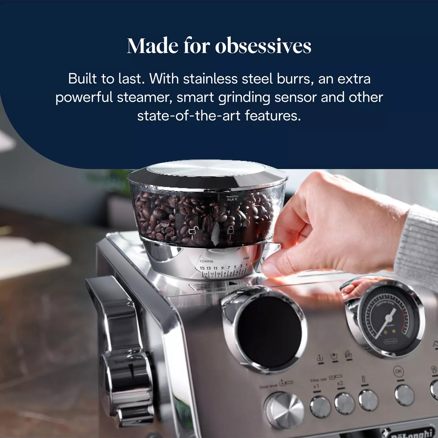 De'Longhi La Specialista Maestro Bean to Cup Coffee Machine EC9885.M - Silver De'Longhi La Specialista Maestro Bean to Cup Coffee Machine EC9885.M - Silver