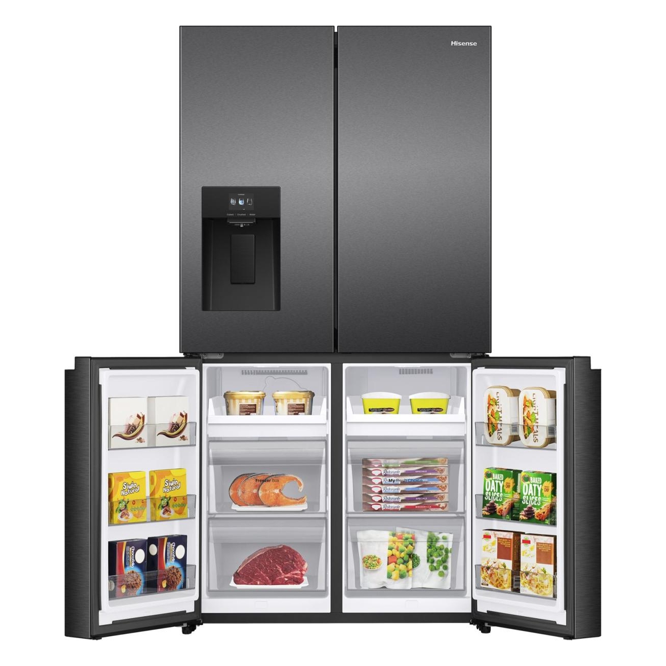 Hisense Four Door Fridge Freezer With Ice & Water RQ600P5SBE - Black Hisense Four Door Fridge Freezer With Ice & Water RQ600P5SBE - Black