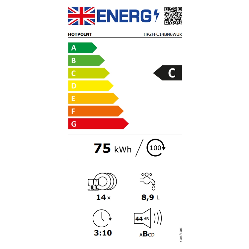 Hotpoint 60cm Freestanding Dishwasher HP2FFC14BN6WUK - White Hotpoint 60cm Freestanding Dishwasher HP2FFC14BN6WUK - White