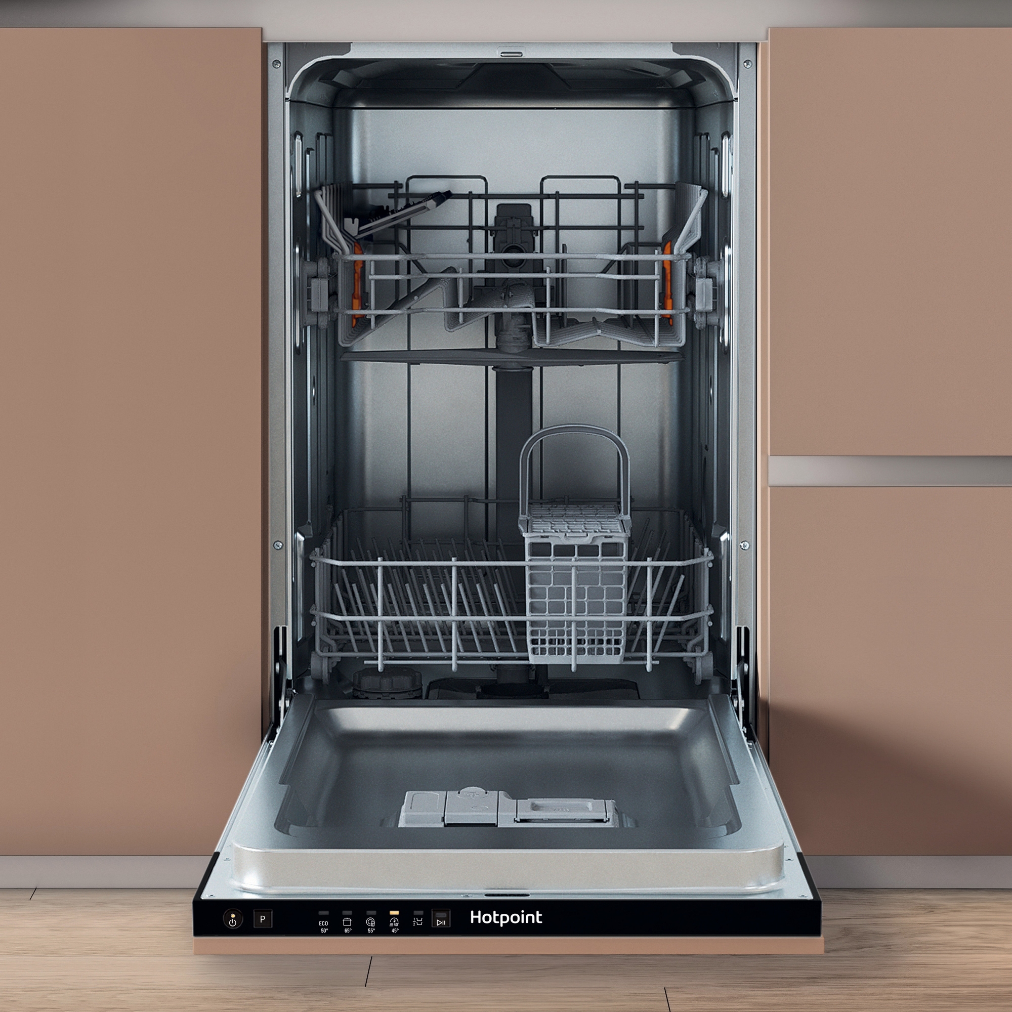 Hotpoint 45cm Integrated Slimline Dishwasher HP2ID10CS80UK Hotpoint 45cm Integrated Slimline Dishwasher HP2ID10CS80UK