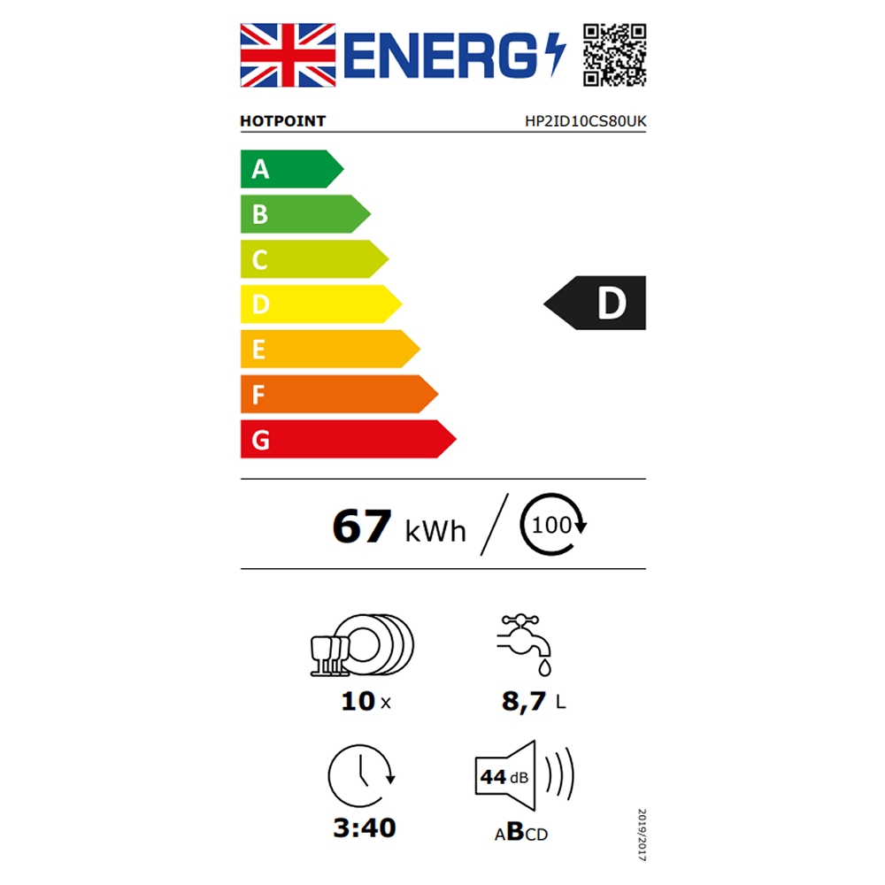 Hotpoint 45cm Integrated Slimline Dishwasher HP2ID10CS80UK Hotpoint 45cm Integrated Slimline Dishwasher HP2ID10CS80UK