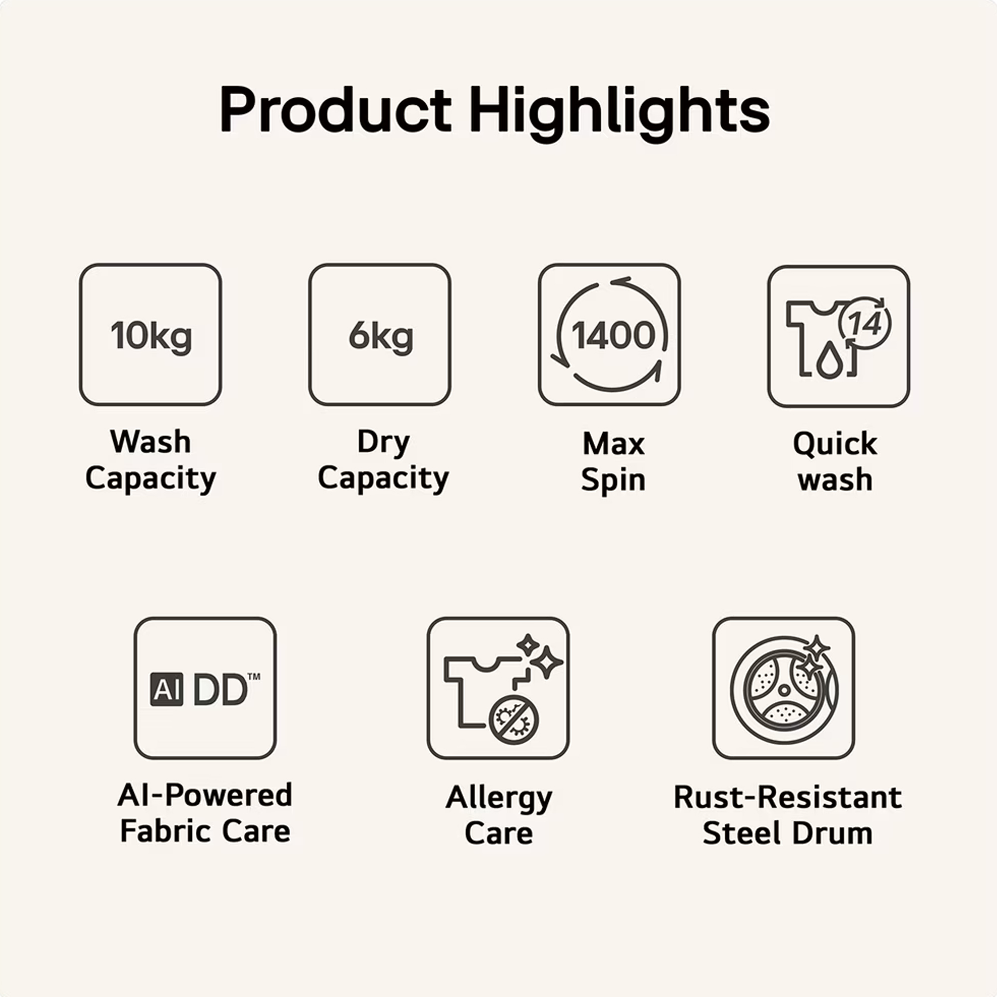 LG Series 4 Pro AI Direct Drive Freestanding Washer Dryer 1400rpm FWY706NCTN1 - Black LG Series 4 Pro AI Direct Drive Freestanding Washer Dryer 1400rpm FWY706NCTN1 - Black