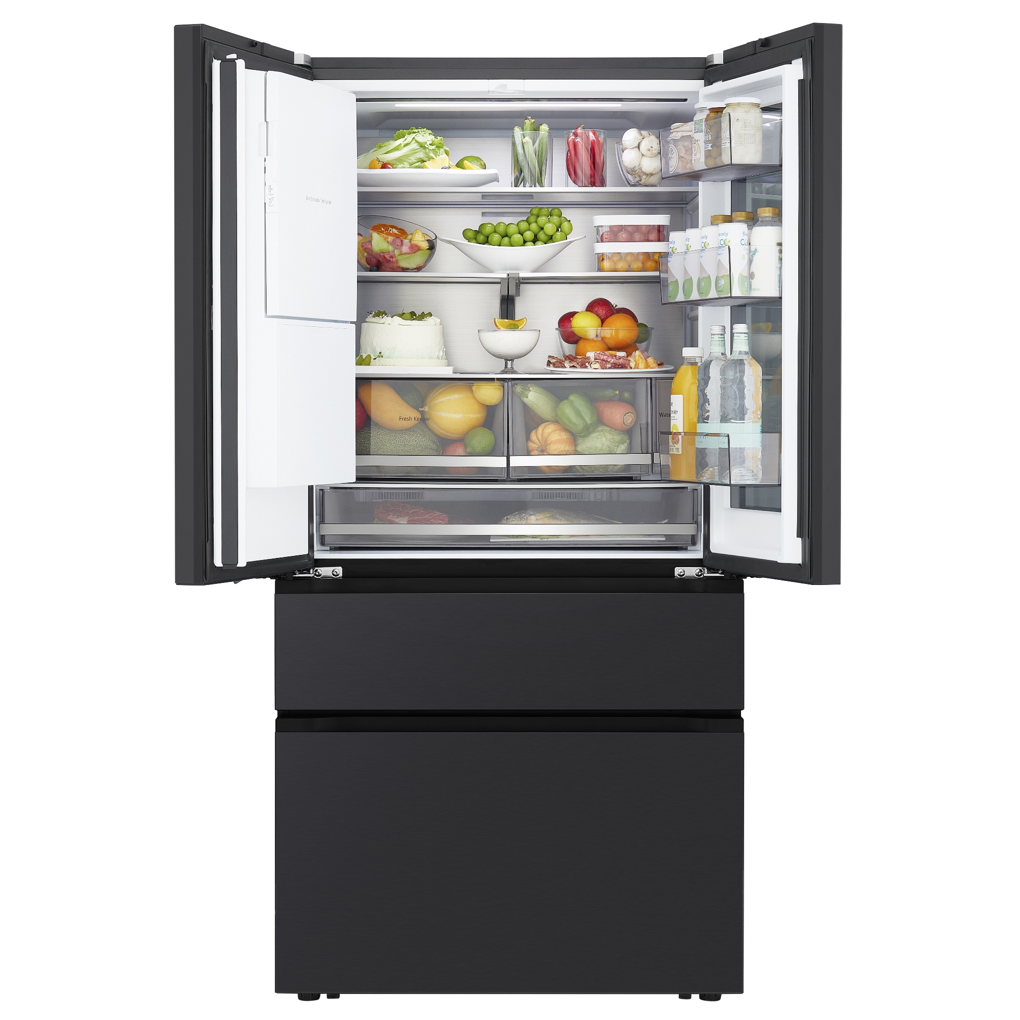 LG 91cm French Style InstaView Fridge Freezer Ice & Water GMGW50DEEV - Black Steel LG 91cm French Style InstaView Fridge Freezer Ice & Water GMGW50DEEV - Black Steel