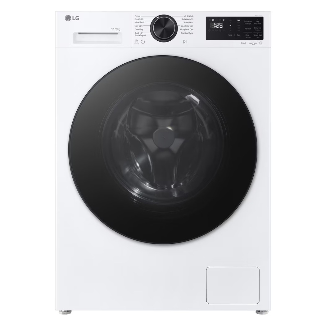 LG Series 5 AI Direct Drive 11kg Washer Dryer W4X5016TLB - White