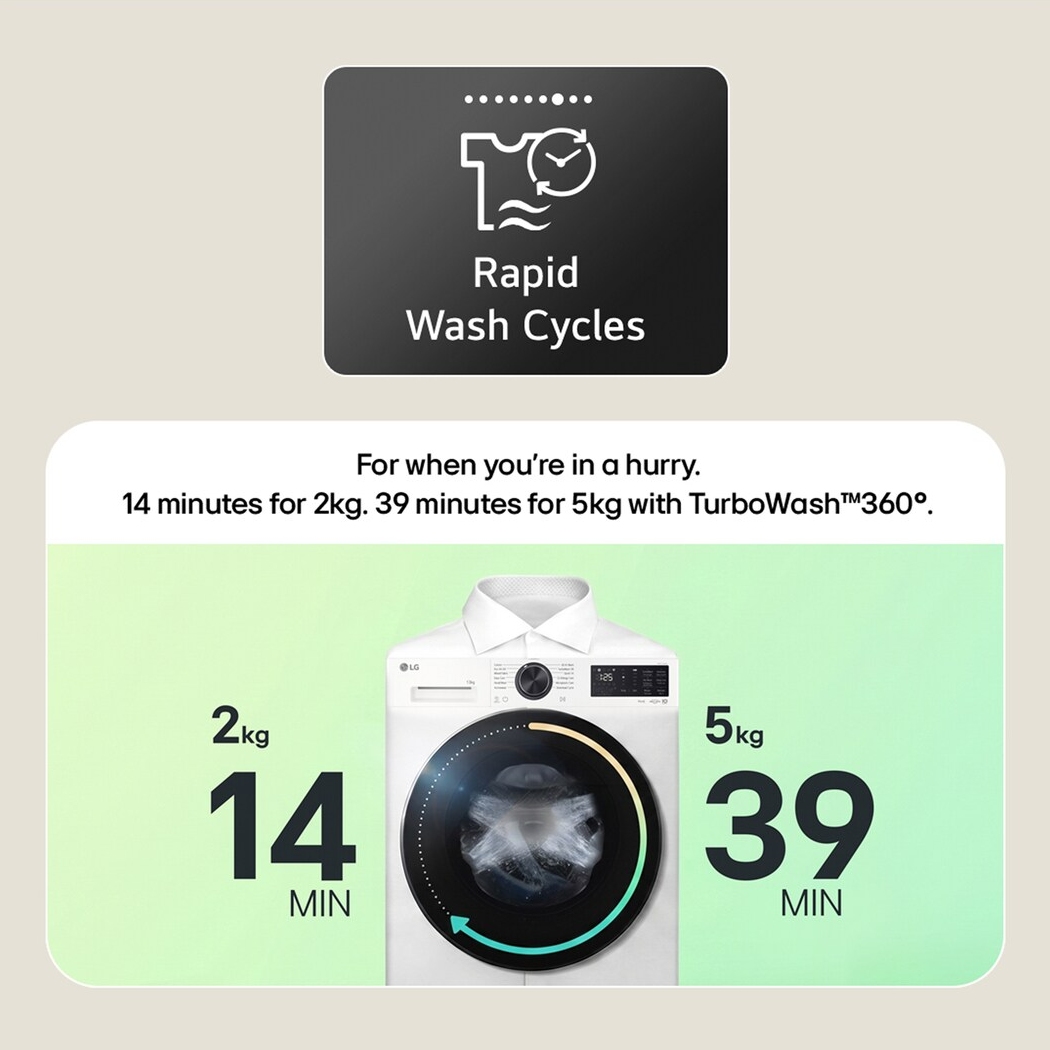 LG Series 5 AI Direct Drive 11kg Washer Dryer W4X5016TLB - White LG Series 5 AI Direct Drive 11kg Washer Dryer W4X5016TLB - White
