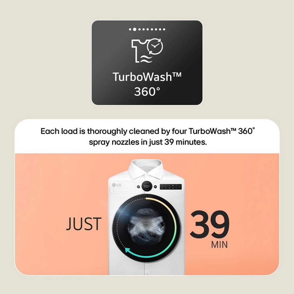 LG Series 10 AI Direct Drive Heat Pump 11kg Washer Dryer WHX9016TLC - White LG Series 10 AI Direct Drive Heat Pump 11kg Washer Dryer WHX9016TLC - White