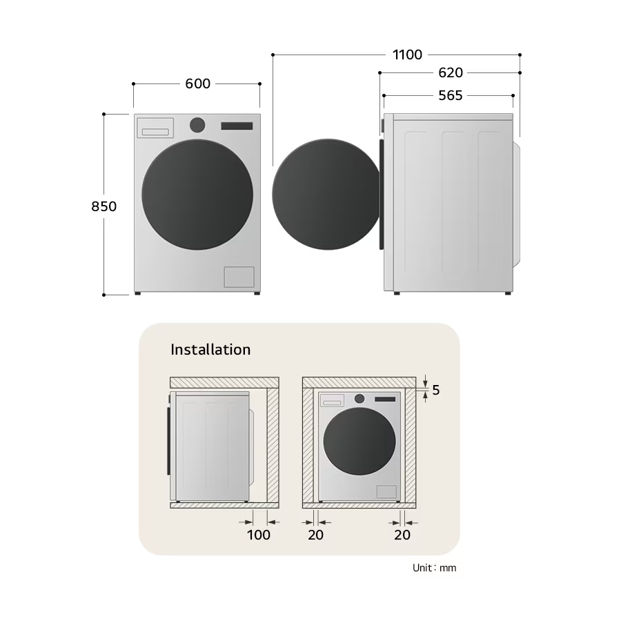 LG Series 10 AI Direct Drive Heat Pump 11kg Washer Dryer WHX9016TLC - White LG Series 10 AI Direct Drive Heat Pump 11kg Washer Dryer WHX9016TLC - White