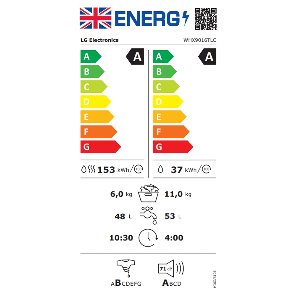 LG Series 10 AI Direct Drive Heat Pump 11kg Washer Dryer WHX9016TLC - White LG Series 10 AI Direct Drive Heat Pump 11kg Washer Dryer WHX9016TLC - White
