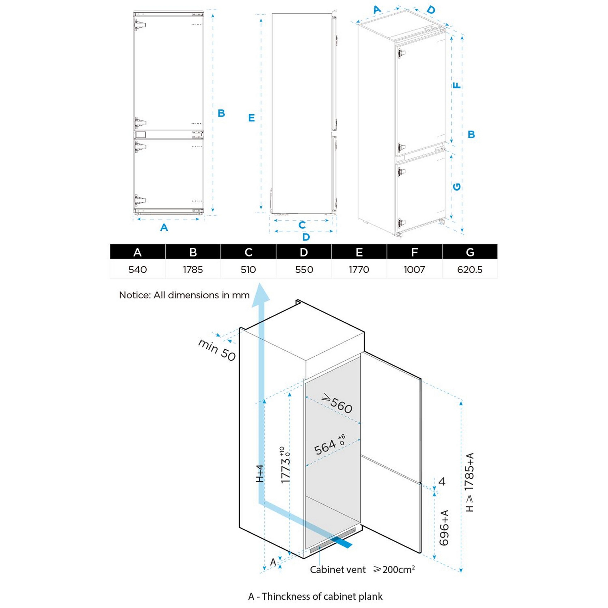 Midea 178cm Integrated 70/30 Fridge Freezer MDRE379FGE01D Midea 178cm Integrated 70/30 Fridge Freezer MDRE379FGE01D