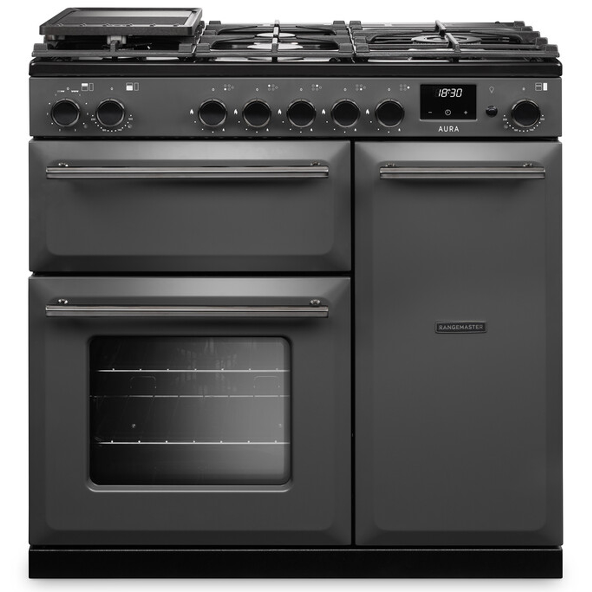 Rangemaster Aura 90cm Dual Fuel Range Cooker AURA90DFPSLT/YX1 - Slate / Onyx