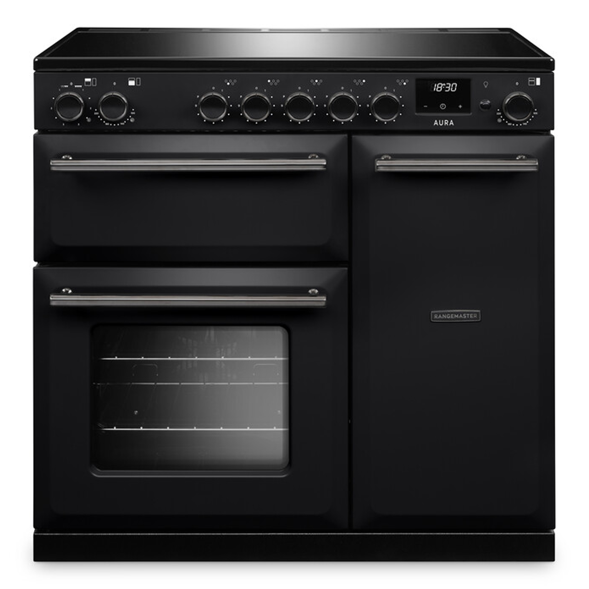 Rangemaster Aura 90cm Induction Range Cooker AURA90EIPCBL/YX1 - Charcoal Black / Onyx