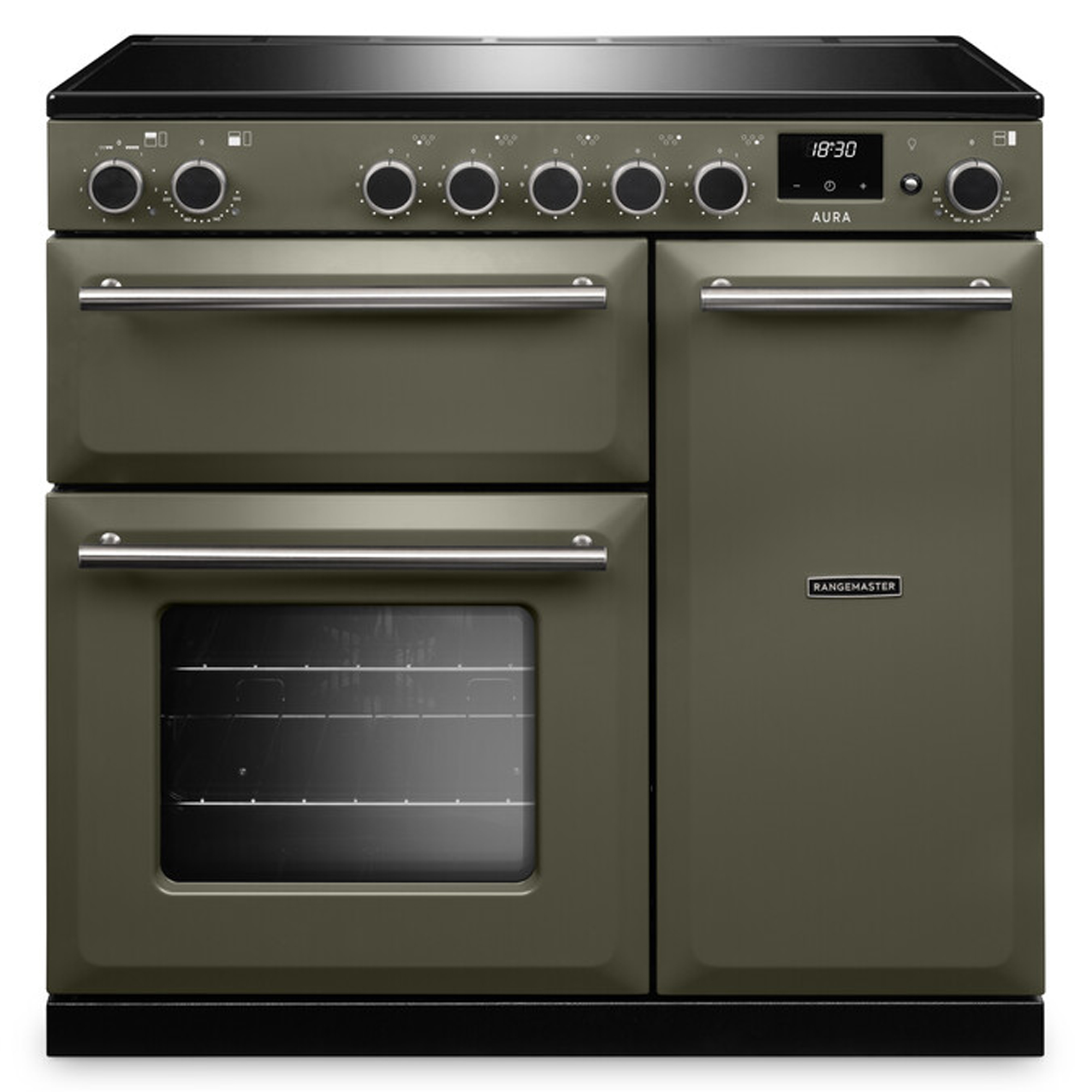 Rangemaster Aura 90cm Induction Range Cooker AURA90EIPRBD/BN1 - Riverbed / Brushed Nickel