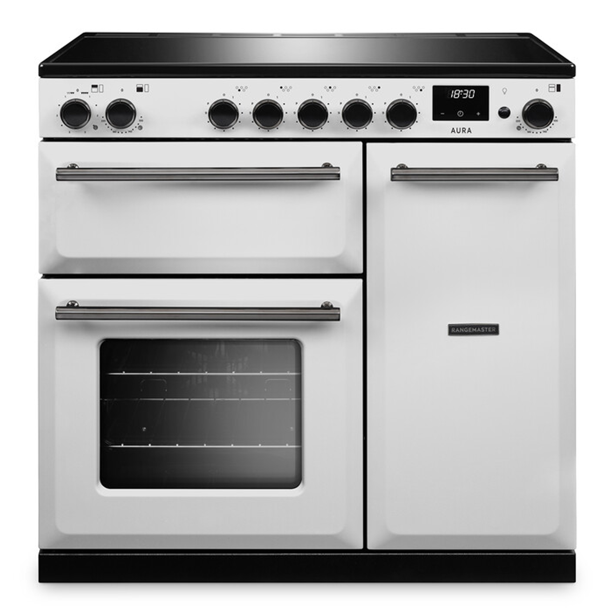 Rangemaster Aura 90cm Induction Range Cooker  AURA90EIPWHT/YX1 - White / Onyx