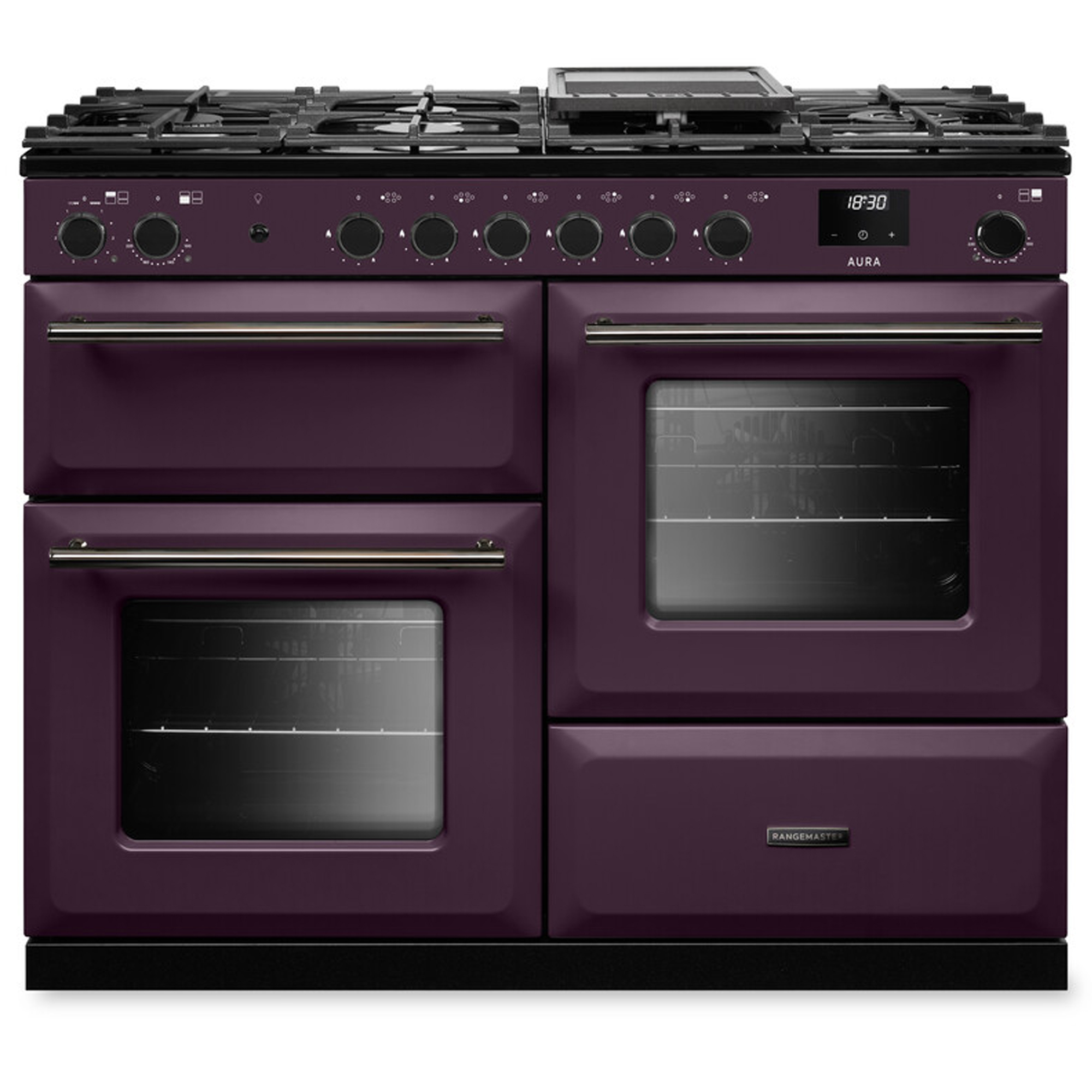 Rangemaster Aura 110cm Dual Fuel Range Cooker AURAO110DFPPLM/YX1 - Plum / Onyx