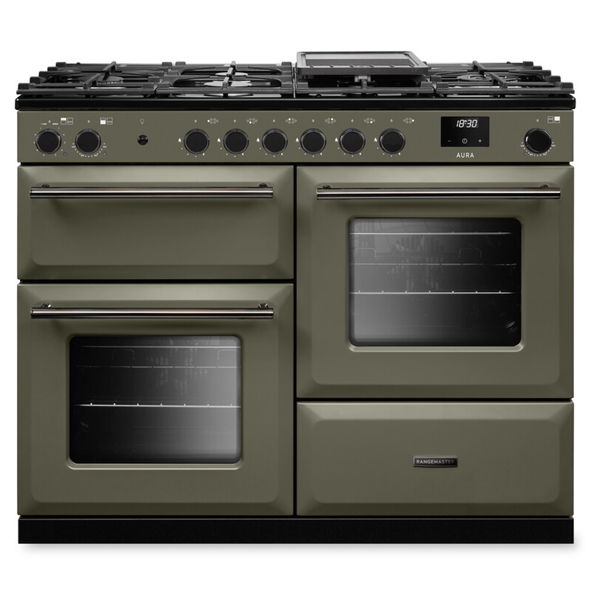 Rangemaster Aura 110cm Dual Fuel Range Cooker AURAO110DFPRBD/YX1 - Riverbed / Onyx