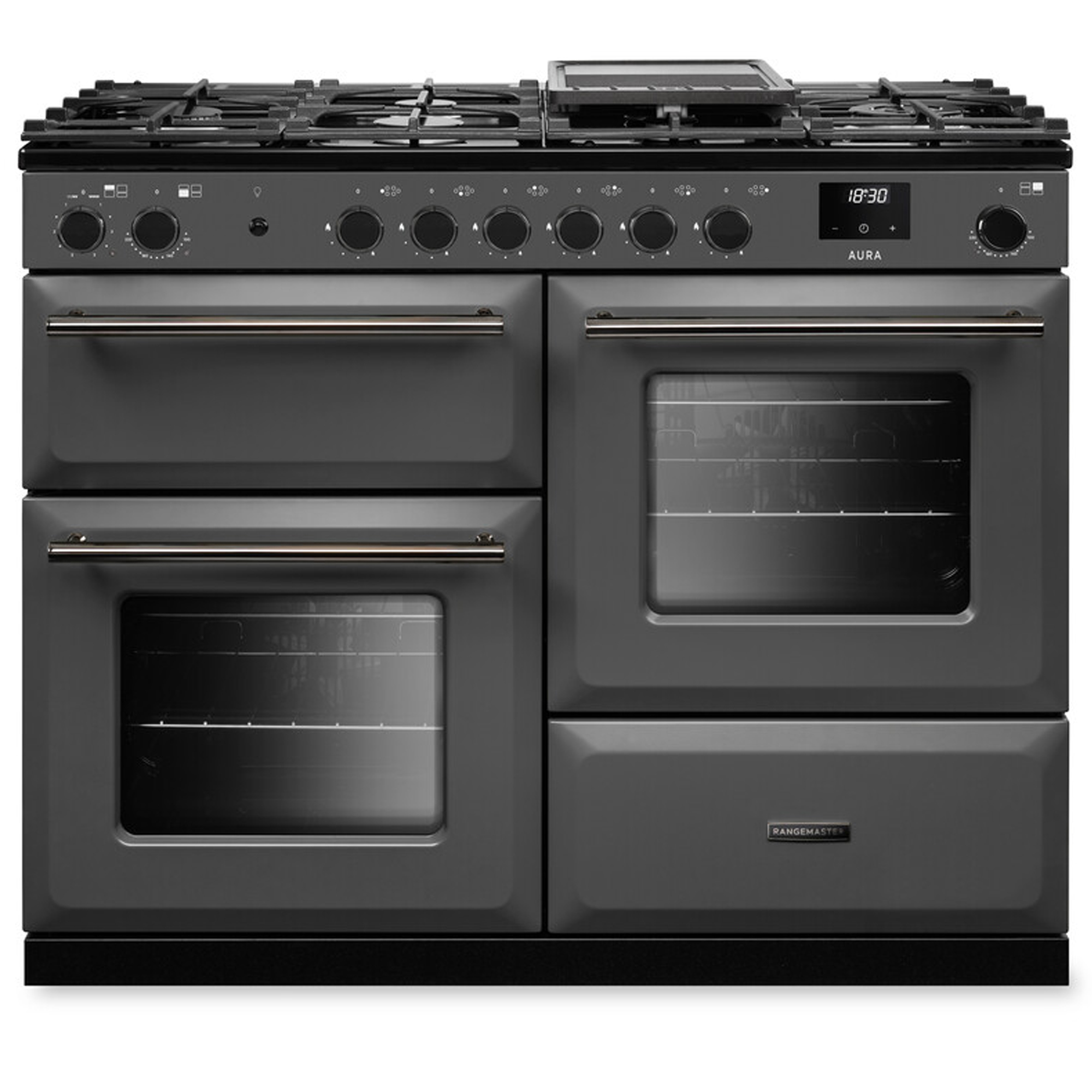 Rangemaster Aura 110cm Dual Fuel Range Cooker AURAO110DFPSLT/YX1 - Slate / Onyx