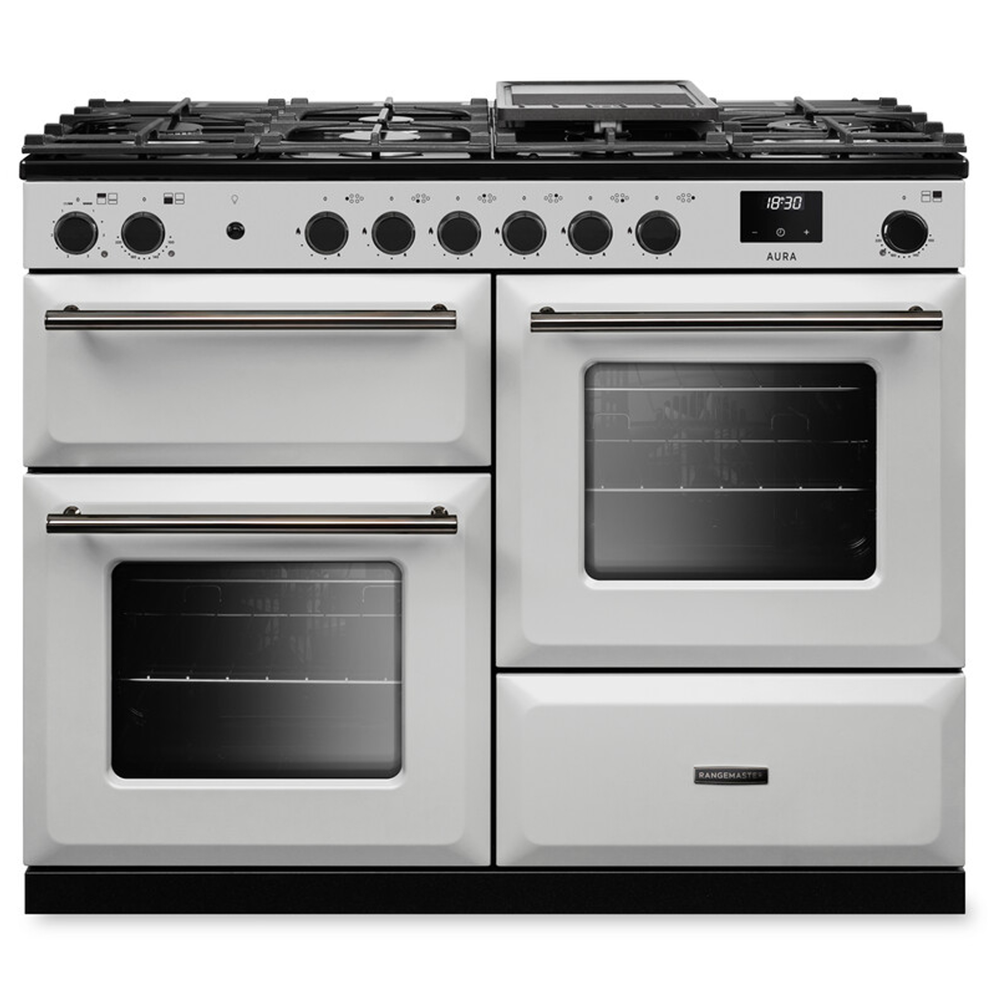 Rangemaster  Aura 110cm Dual Fuel Range Cooker AURAO110DFPWHT/YX1 - White / Onyx