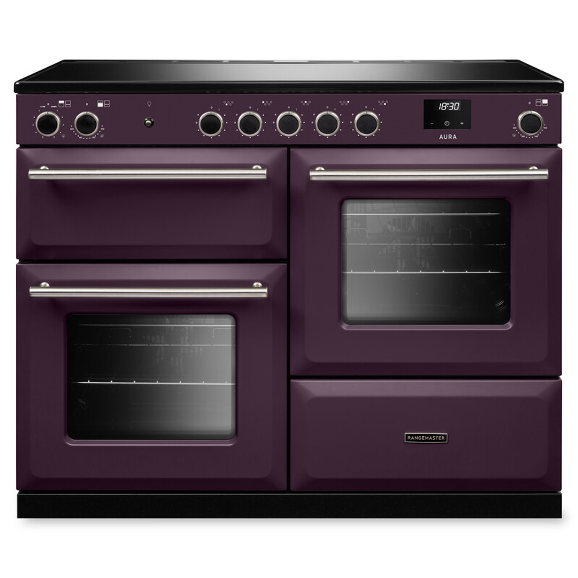 Rangemaster Aura 110cm Induction Range Cooker AURAO110EIPPLM/BN1 - Plum / Brushed Nickel