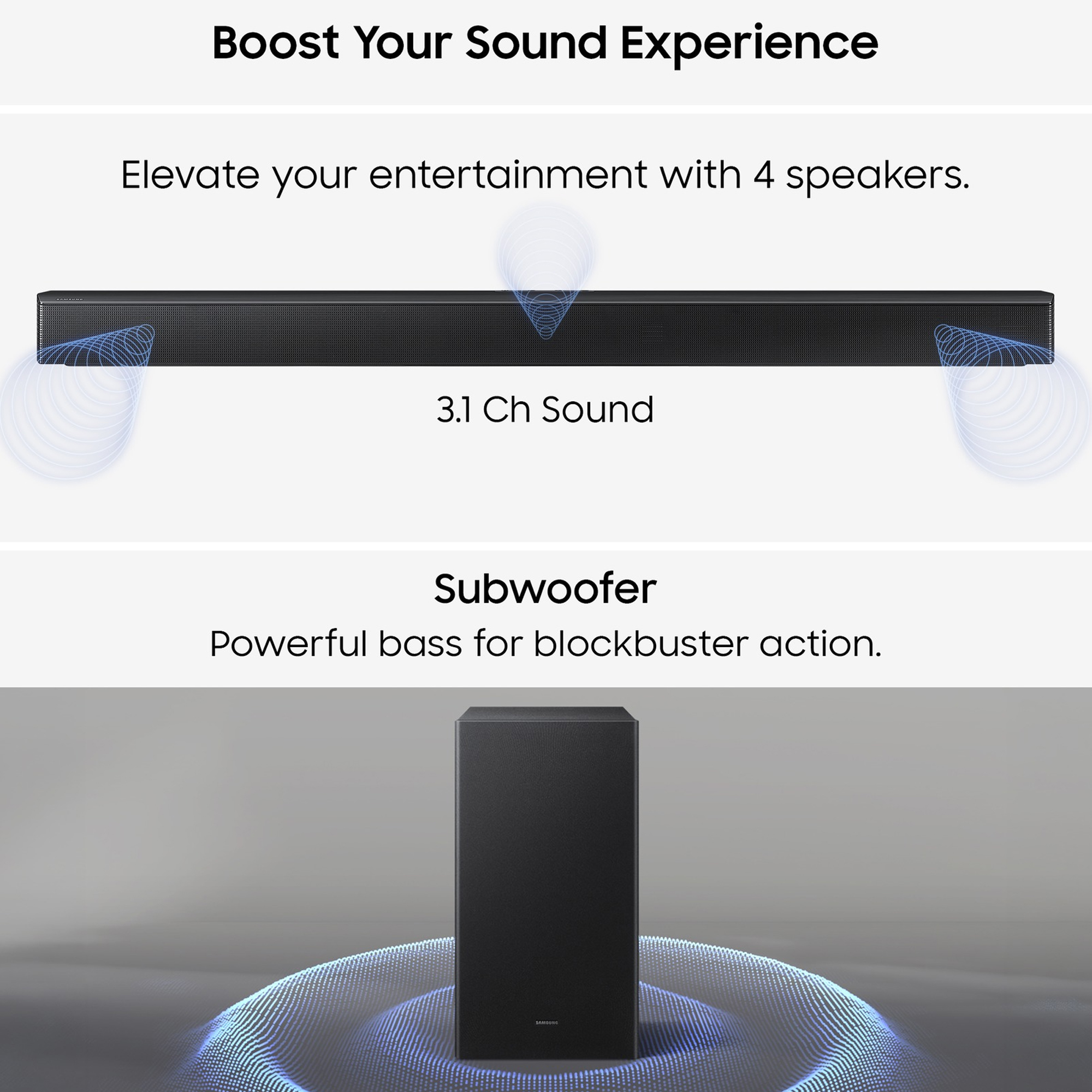Samsung B-Series B650F 3.1ch Soundbar with Subwoofer HW-B650F/XU - Black Samsung B-Series B650F 3.1ch Soundbar with Subwoofer HW-B650F/XU - Black