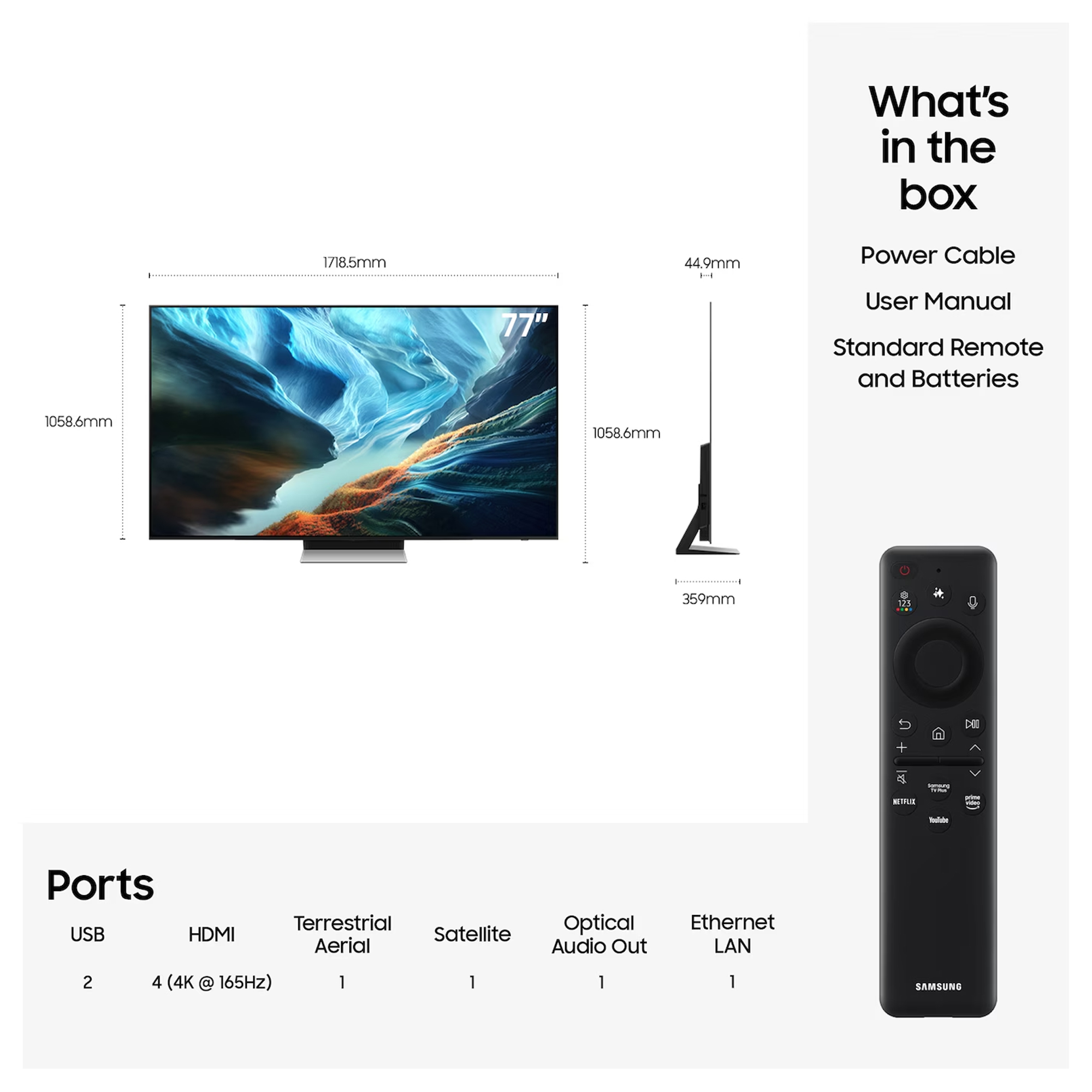 Samsung 2026 77" OLED 4K S90H 4K Vision AI Smart TV QE77S90HATXXU - Graphite Samsung 2026 77" OLED 4K S90H 4K Vision AI Smart TV QE77S90HATXXU - Graphite