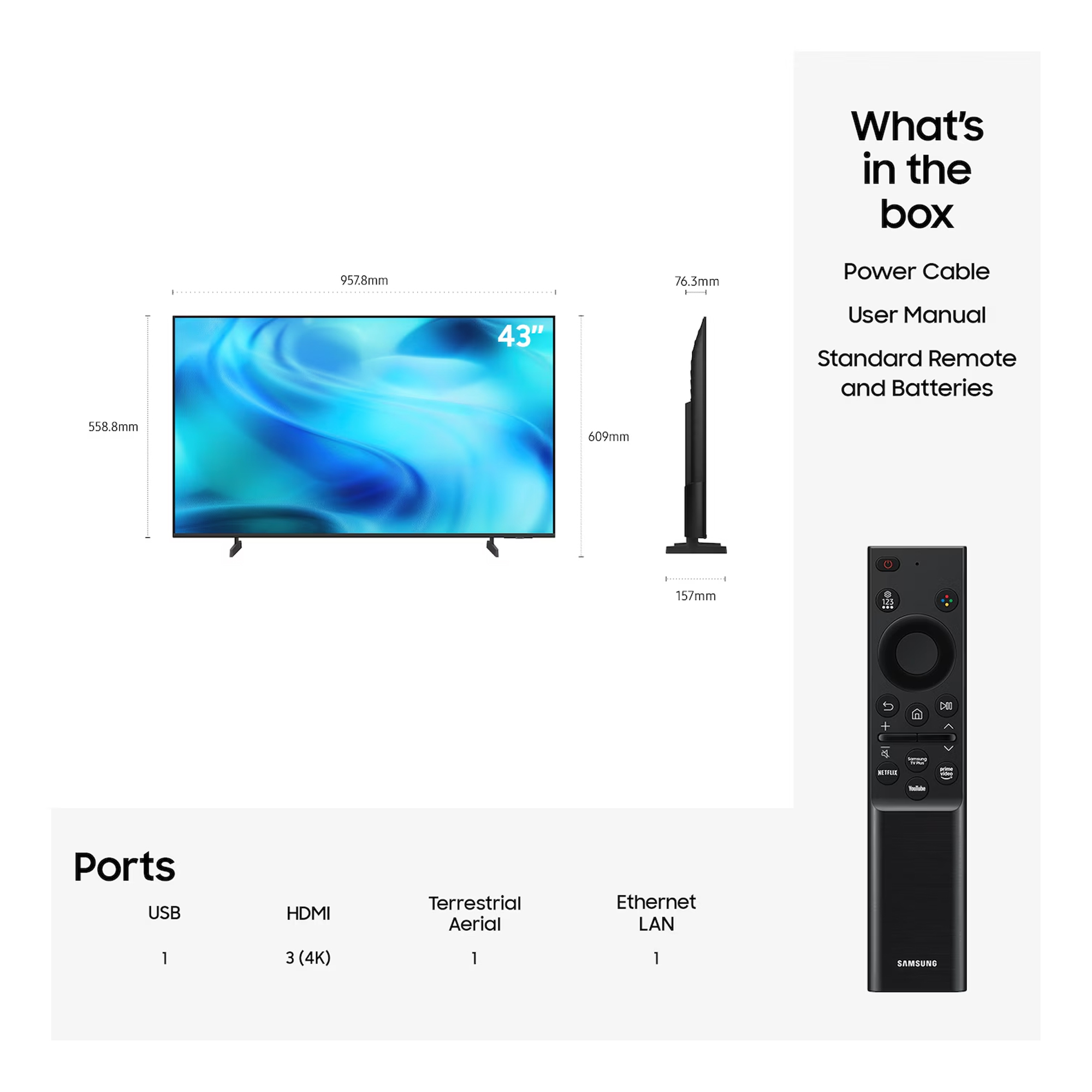 Samsung 2026 43" Crystal UHD U8020H 4K Vision AI Smart TV UE43U8020HKXXU - Black Samsung 2026 43" Crystal UHD U8020H 4K Vision AI Smart TV UE43U8020HKXXU - Black