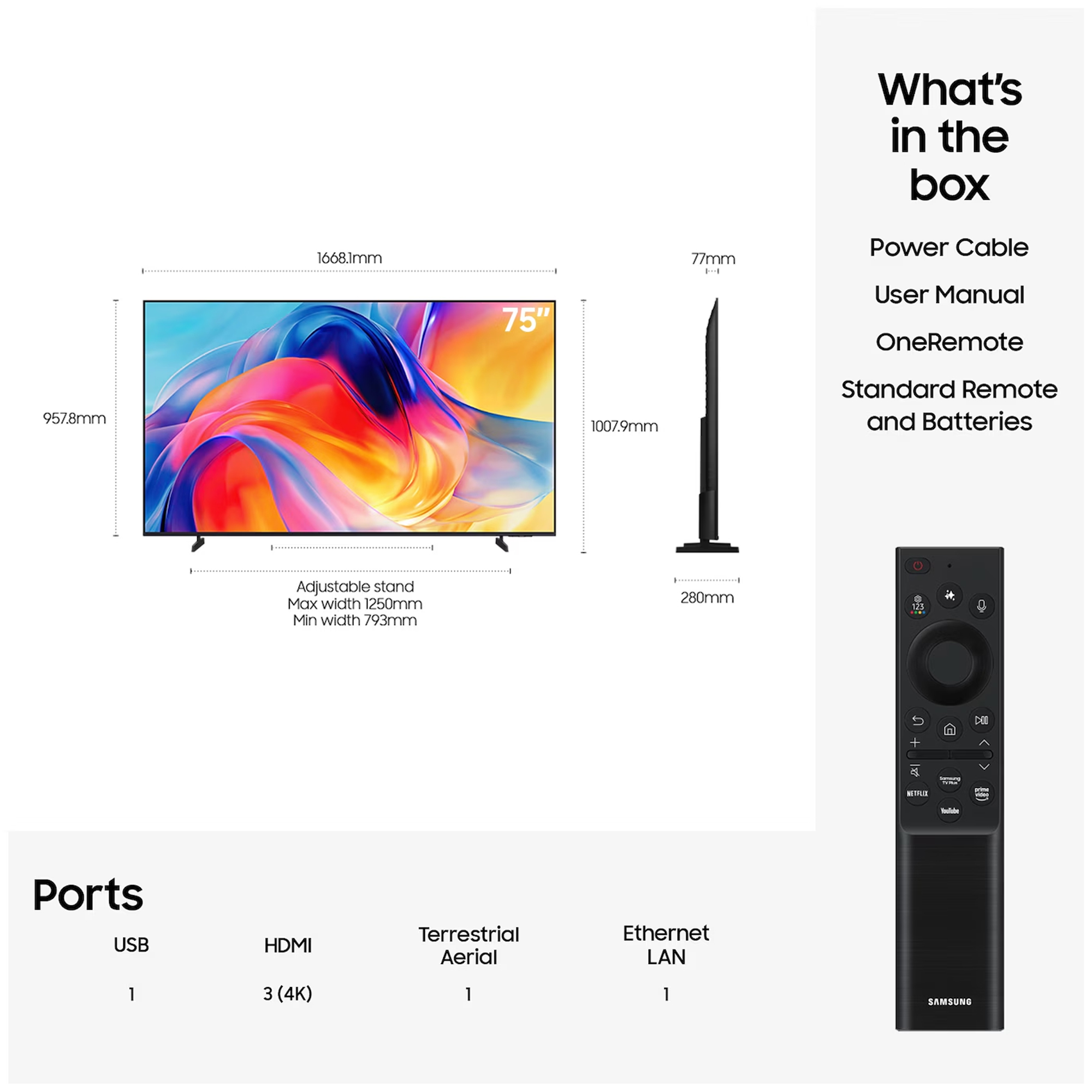 Samsung 2026 75" Mini LED M70H 4K Vision AI Smart TV UE75M70HAKXXU - Black Samsung 2026 75" Mini LED M70H 4K Vision AI Smart TV UE75M70HAKXXU - Black