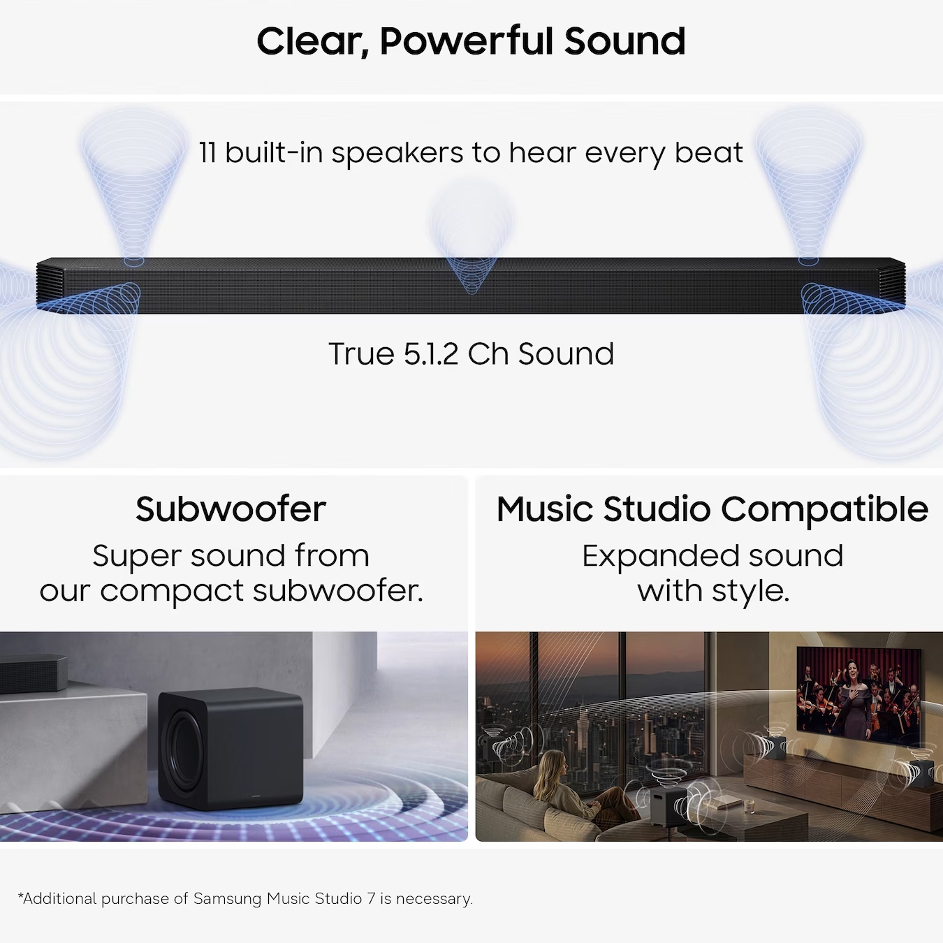 Samsung Q-Symphony 5.1.2ch Wi-Fi Soundbar HW-Q800H/XU - Black Samsung Q-Symphony 5.1.2ch Wi-Fi Soundbar HW-Q800H/XU - Black