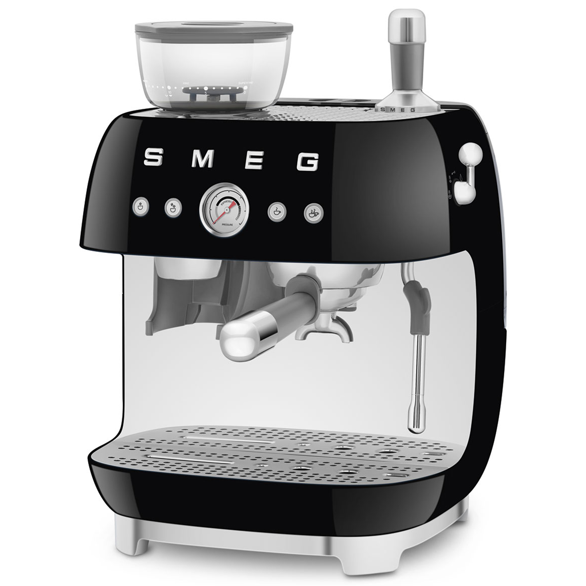Smeg Freestanding Retro Espresso Coffee Machine With Grinder EGF03BLUK - Black Smeg Freestanding Retro Espresso Coffee Machine With Grinder EGF03BLUK - Black