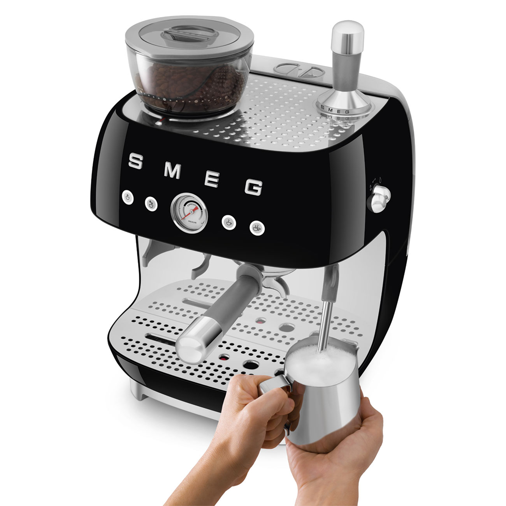Smeg Freestanding Retro Espresso Coffee Machine With Grinder EGF03BLUK - Black Smeg Freestanding Retro Espresso Coffee Machine With Grinder EGF03BLUK - Black