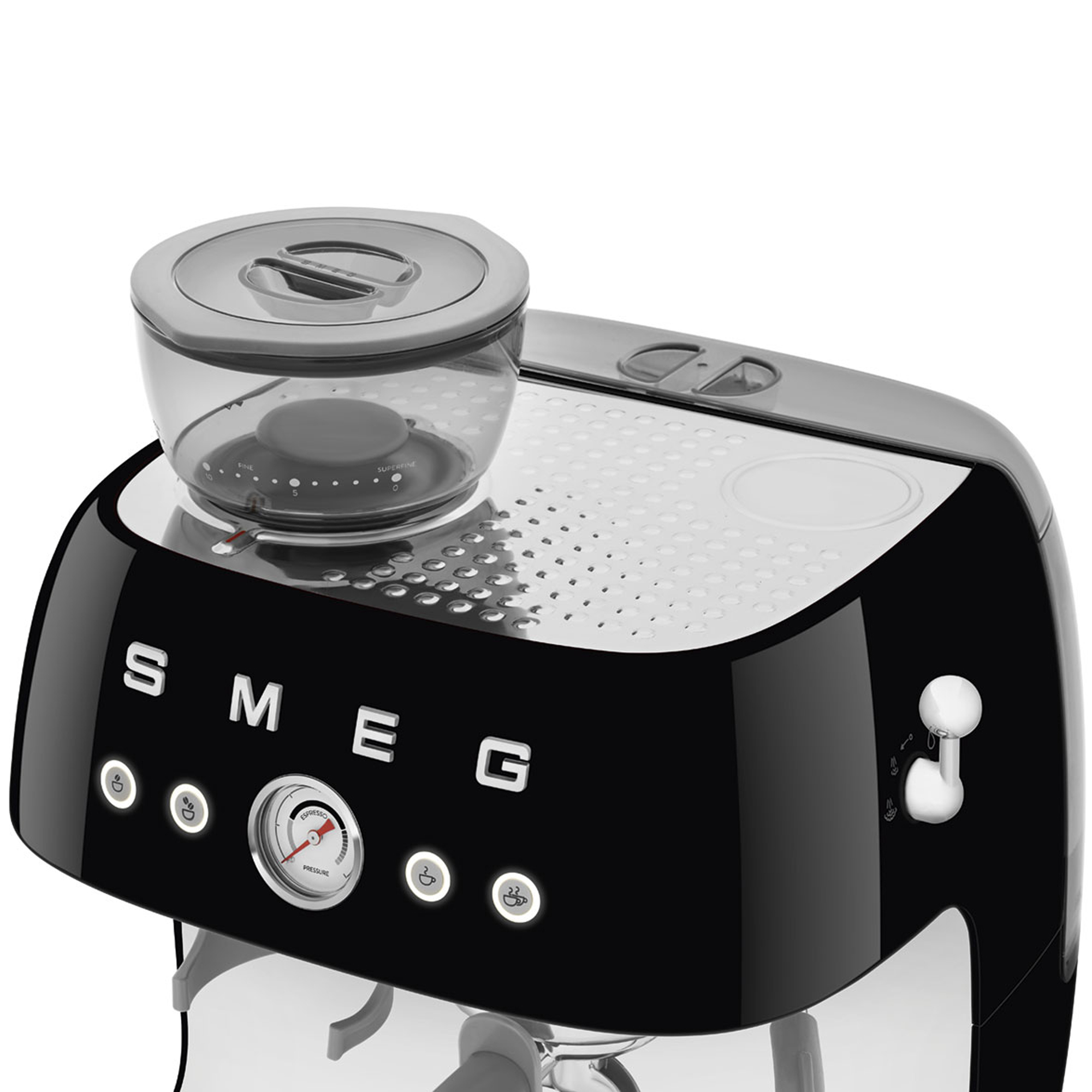Smeg Freestanding Retro Espresso Coffee Machine With Grinder EGF03BLUK - Black Smeg Freestanding Retro Espresso Coffee Machine With Grinder EGF03BLUK - Black