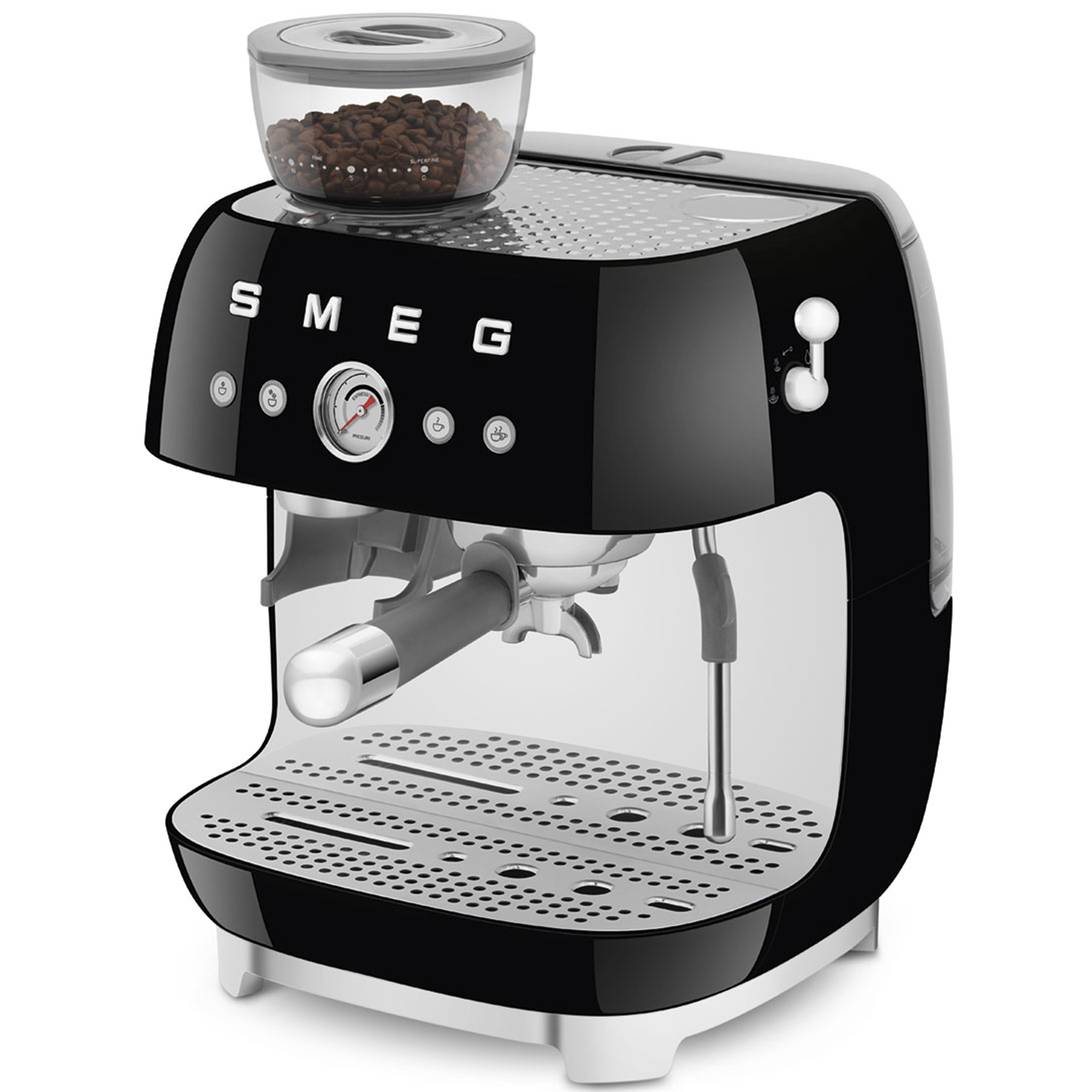 Smeg Freestanding Retro Espresso Coffee Machine With Grinder EGF03BLUK - Black Smeg Freestanding Retro Espresso Coffee Machine With Grinder EGF03BLUK - Black