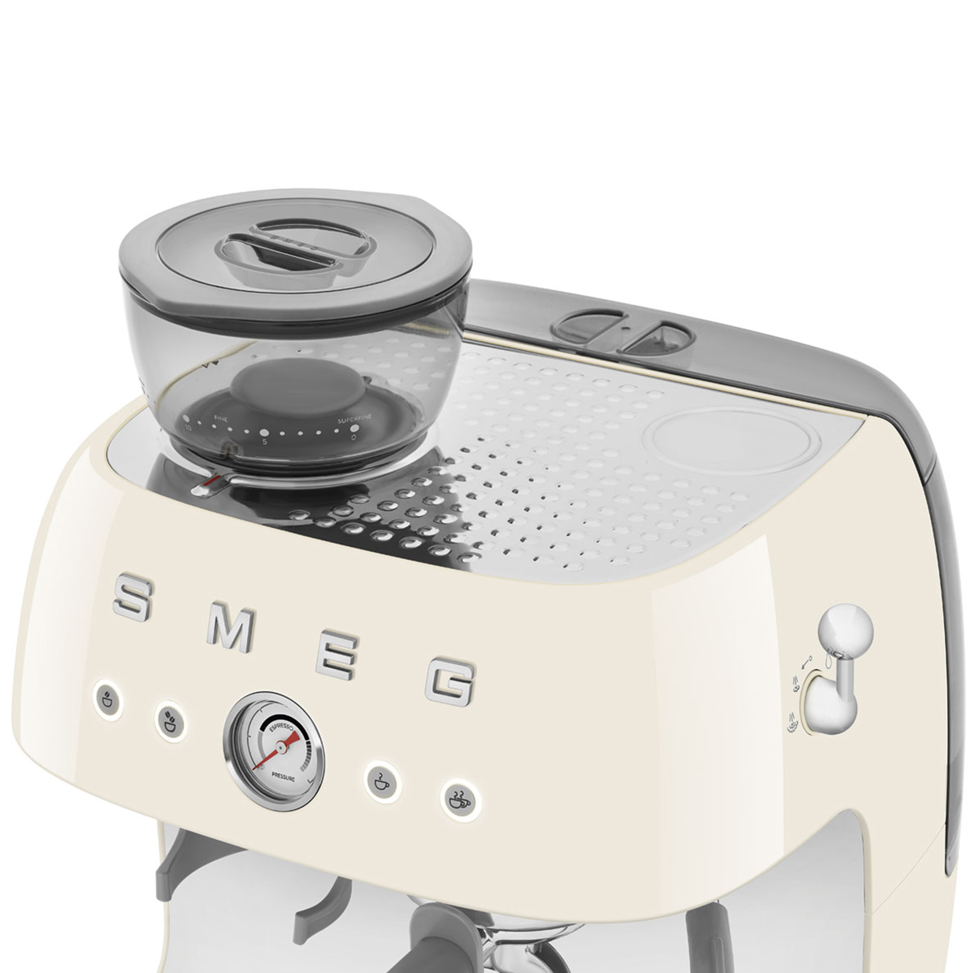 Smeg Freestanding Retro Espresso Coffee Machine With Grinder EGF03CRUK - Cream Smeg Freestanding Retro Espresso Coffee Machine With Grinder EGF03CRUK - Cream
