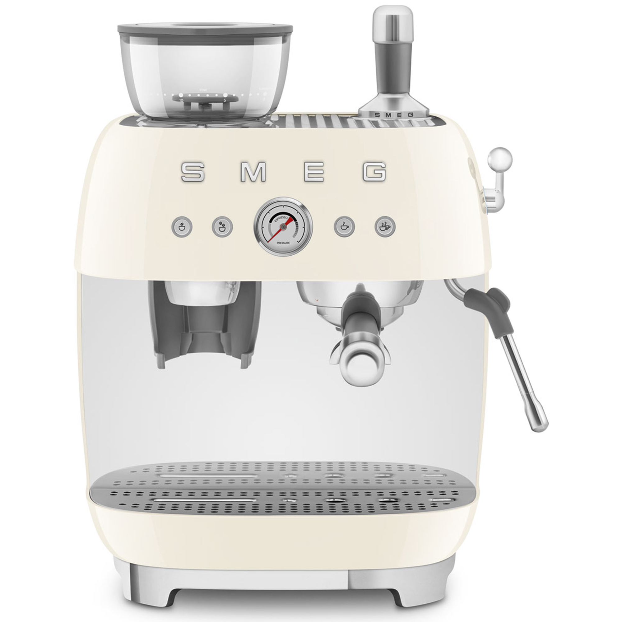 Smeg Freestanding Retro Espresso Coffee Machine With Grinder EGF03CRUK - Cream
