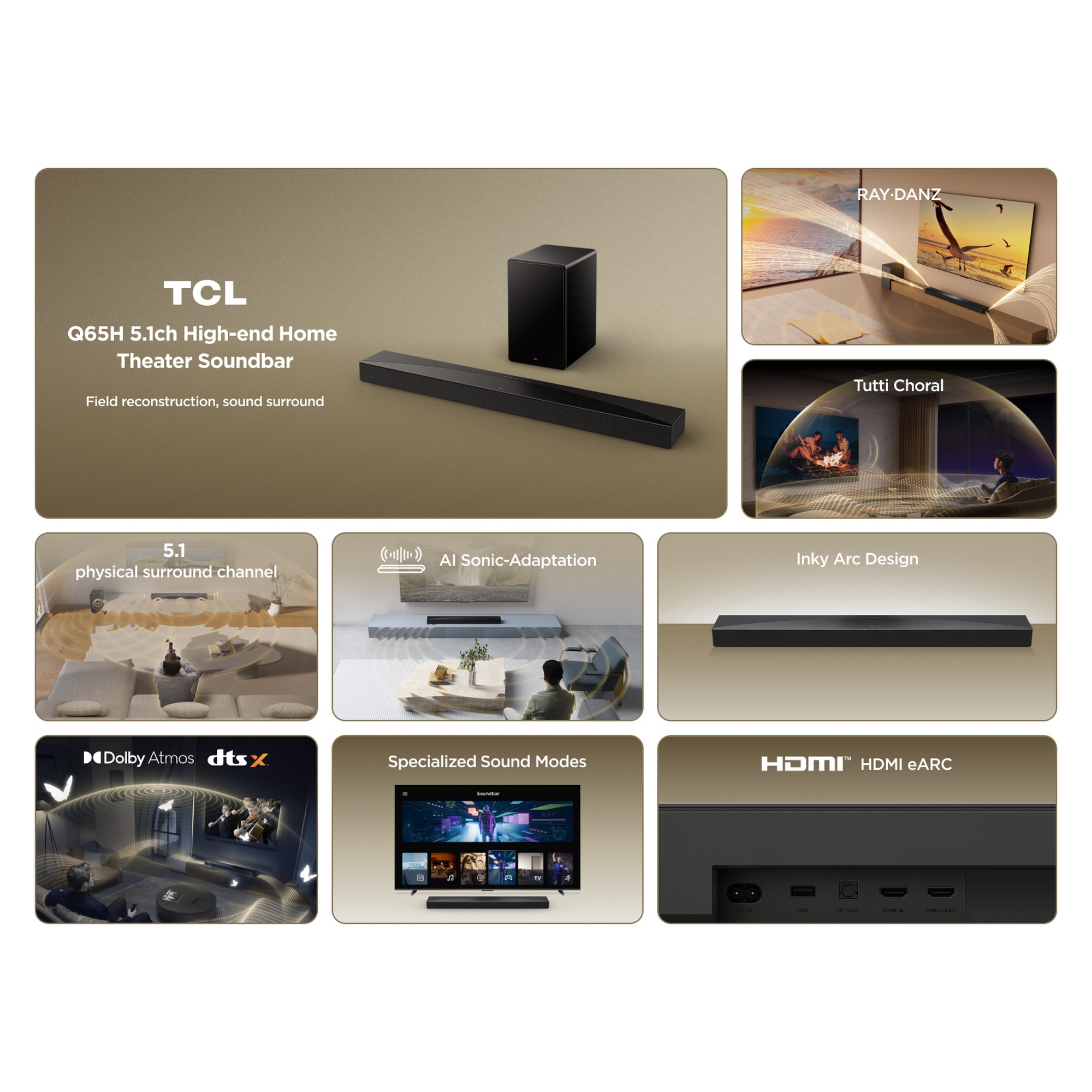 TCL 5.1ch Soundbar And Subwoofer Q65H - Black TCL 5.1ch Soundbar And Subwoofer Q65H - Black