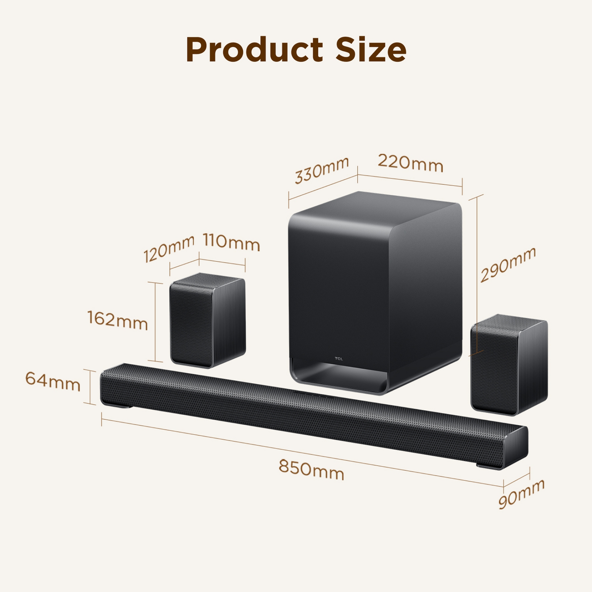 TCL 5.1ch Soundbar And Subwoofer S65K-UK - Black TCL 5.1ch Soundbar And Subwoofer S65K-UK - Black