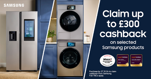 Claim up to £300 cashback on selected Samsung products this autumn. Click here to learn more