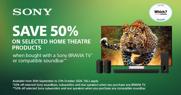 save 50% on selected home theatre products