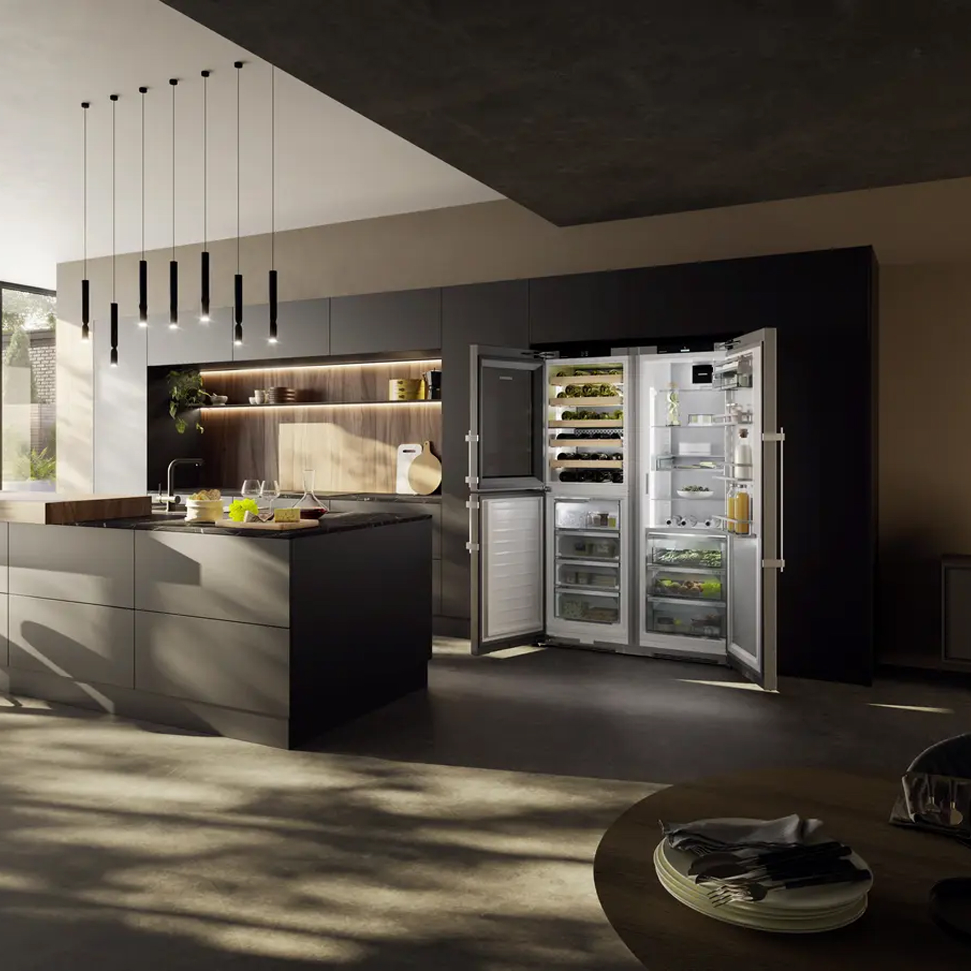 Liebherr 120cm Peak Side By Side Biofresh Fridge Freezer With Wine Compartment XRCST5295 - Stainless Steel Liebherr 120cm Peak Side By Side Biofresh Fridge Freezer With Wine Compartment XRCST5295 - Stainless Steel