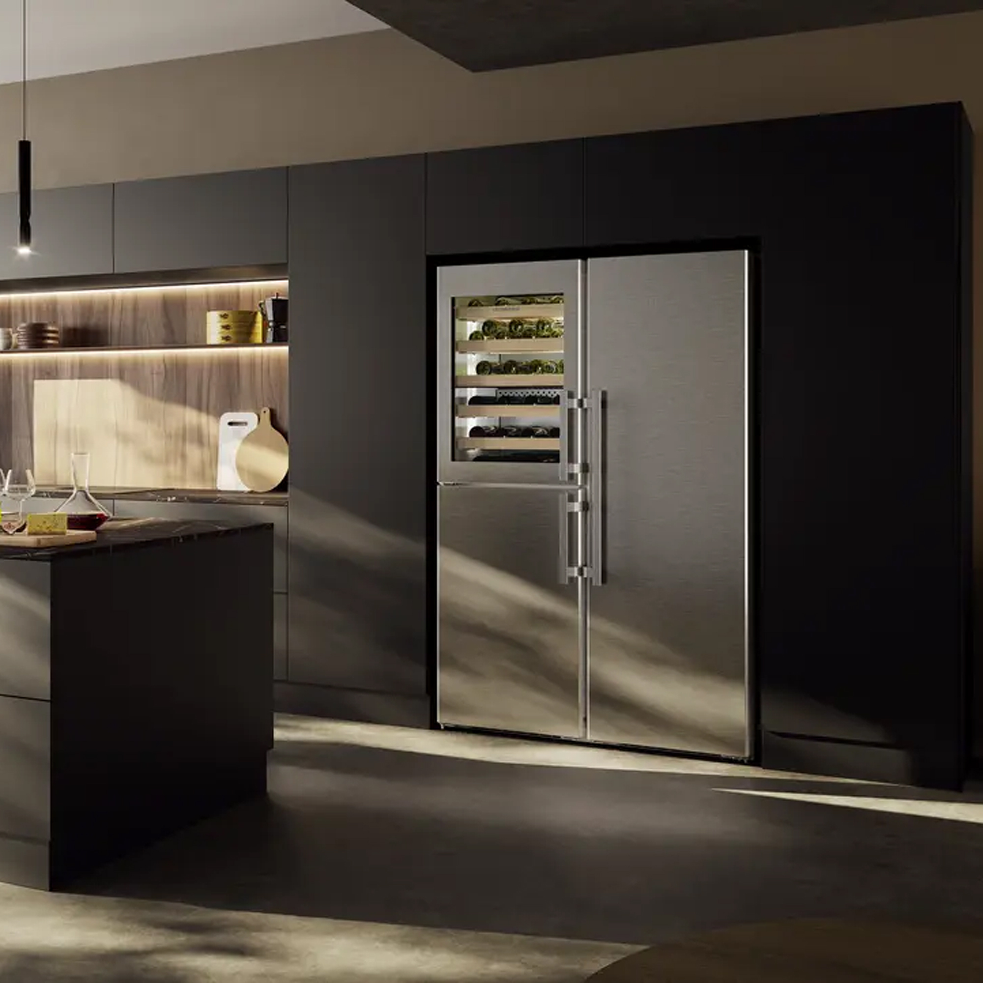 Liebherr 120cm Peak Side By Side Biofresh Fridge Freezer With Wine Compartment XRCST5295 - Stainless Steel Liebherr 120cm Peak Side By Side Biofresh Fridge Freezer With Wine Compartment XRCST5295 - Stainless Steel