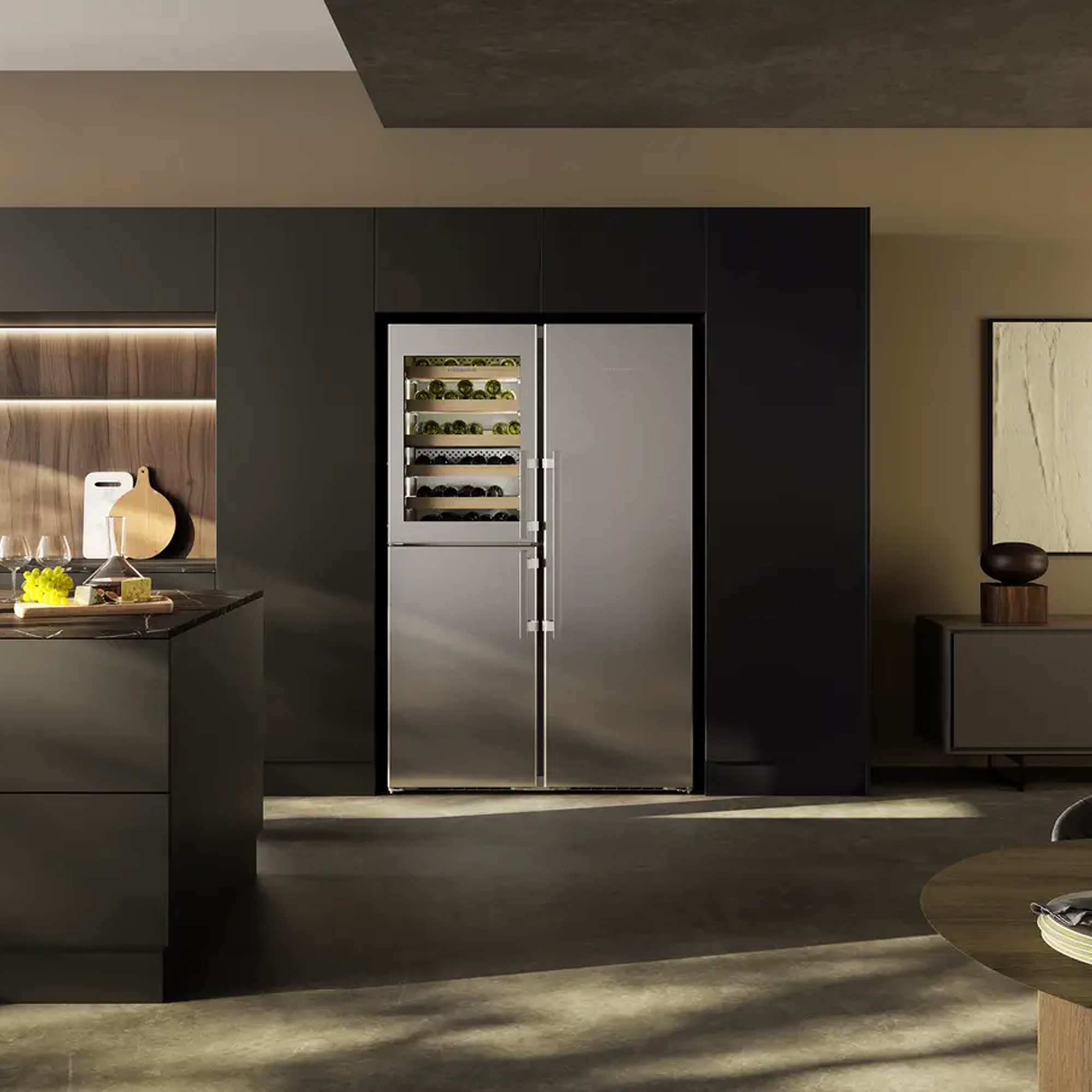 Liebherr 120cm Peak Side By Side Biofresh Fridge Freezer With Wine Compartment XRCST5295 - Stainless Steel Liebherr 120cm Peak Side By Side Biofresh Fridge Freezer With Wine Compartment XRCST5295 - Stainless Steel