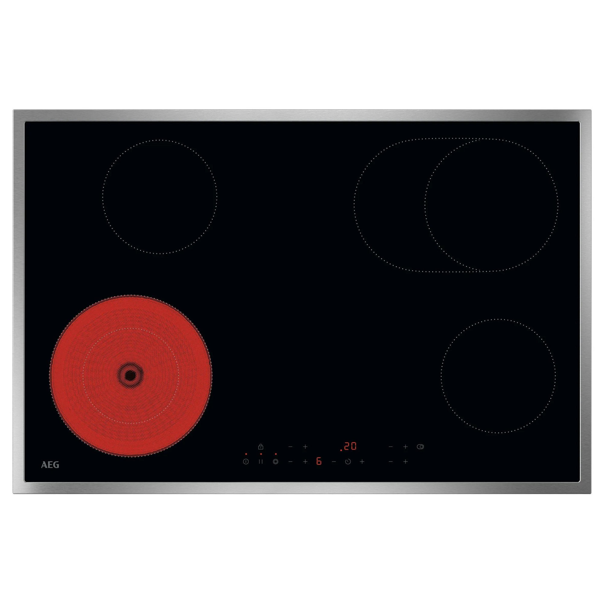 AEG 77cm Series 3000 4 Zone Ceramic Hob NRN84A06XB - Stainless Steel