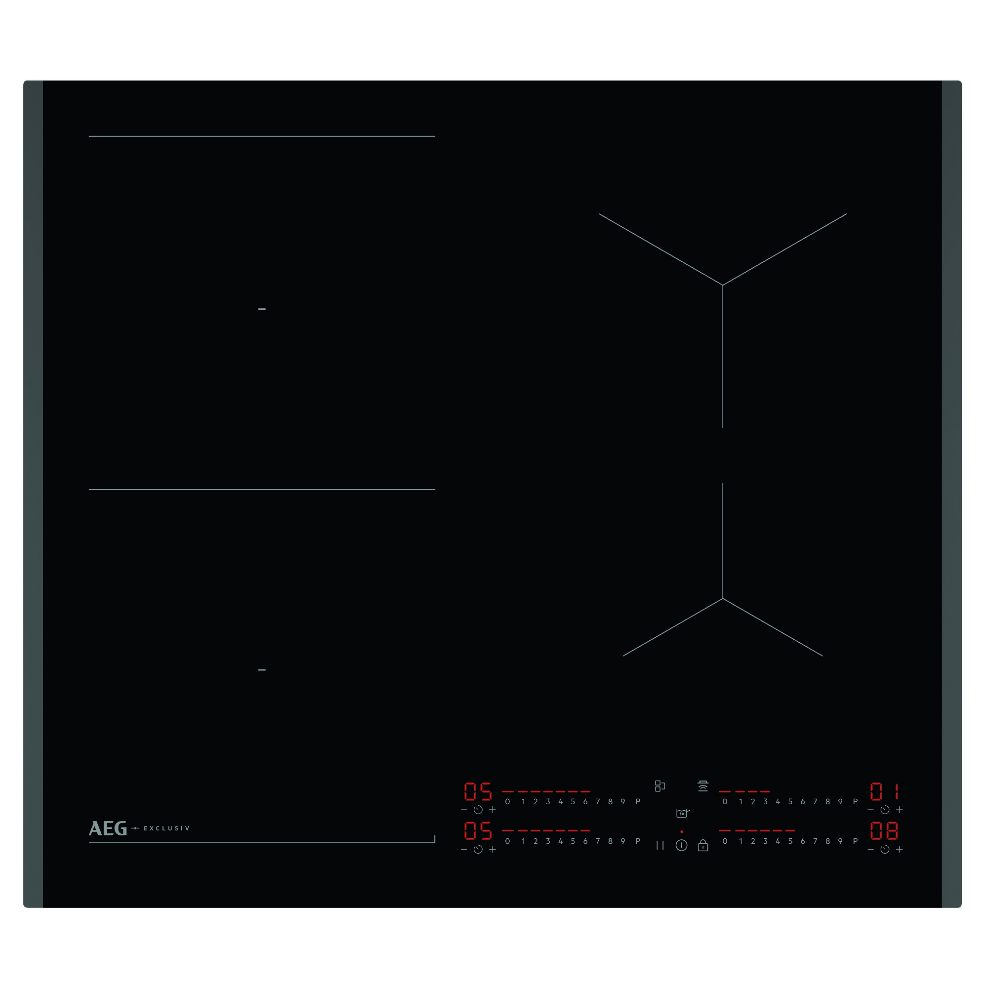 AEG 59cm Exclusiv Series 7000 Bevelled Edge 4 Zone Induction Hob SI64IB1BFB - Black