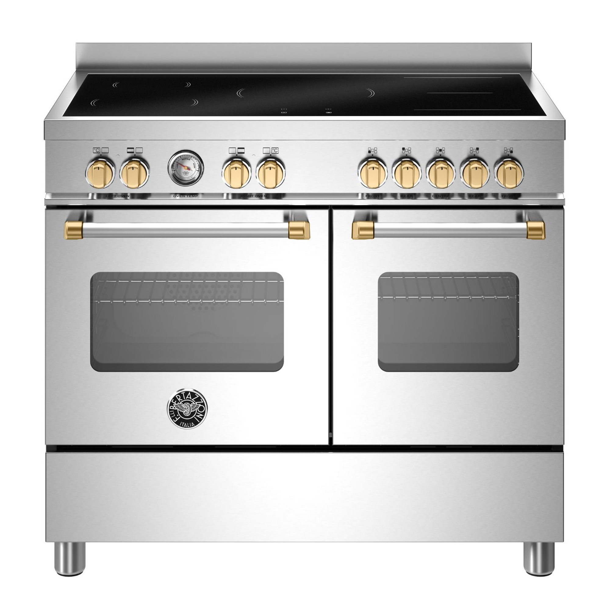 Bertazzoni 100cm Master Series Induction Range Cooker MAS105I2EXGC2 - Stainless Steel with Gold Trim