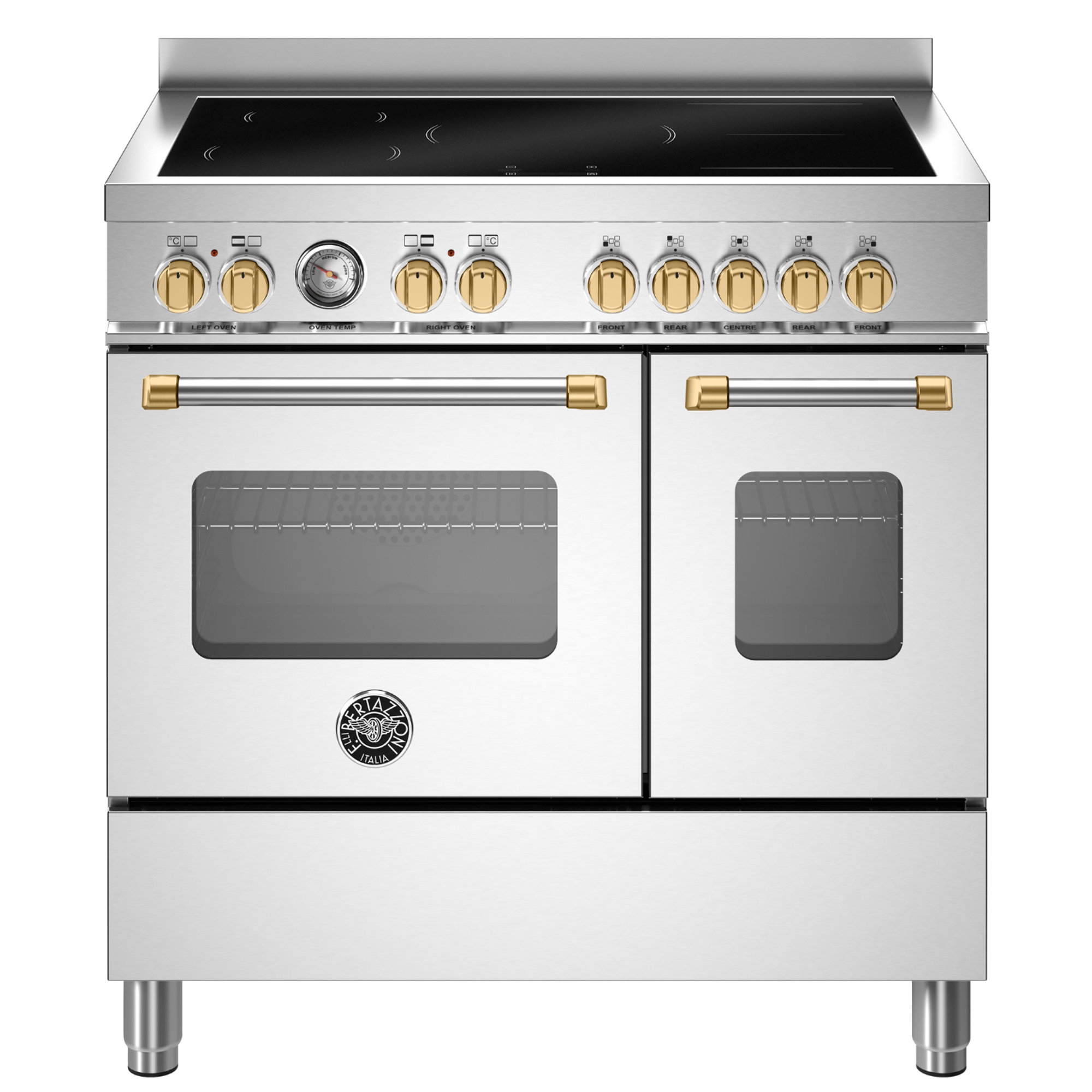 Bertazzoni 90cm Master Series Induction Range Cooker MAS95I2EXGC2 - Stainless Steel with Gold Trim
