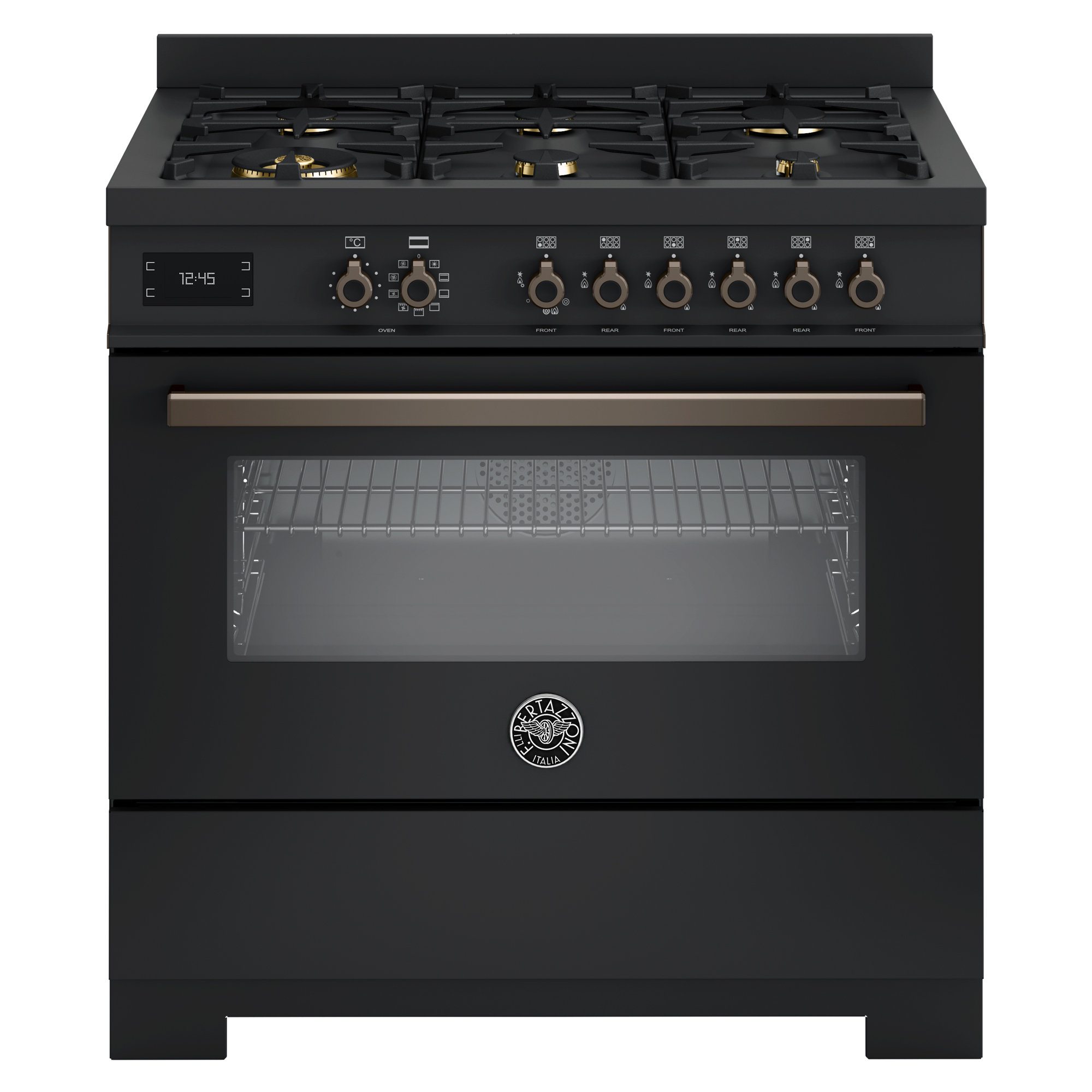 Bertazzoni 90cm Professional Dual Fuel Single Oven Range Cooker PRO96L1ECAT2 - Carbonio