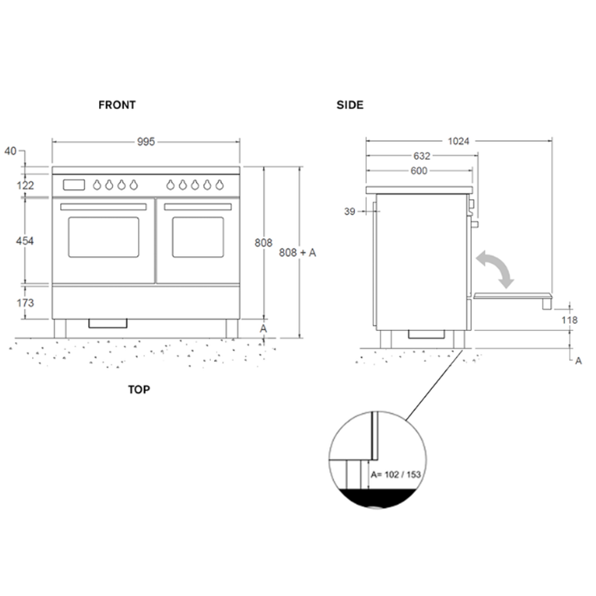 Bertazzoni 100cm Professional Air-Tec Induction Range Cooker With Integrated Extraction PROCH104I2EROT - Red Bertazzoni 100cm Professional Air-Tec Induction Range Cooker With Integrated Extraction PROCH104I2EROT - Red