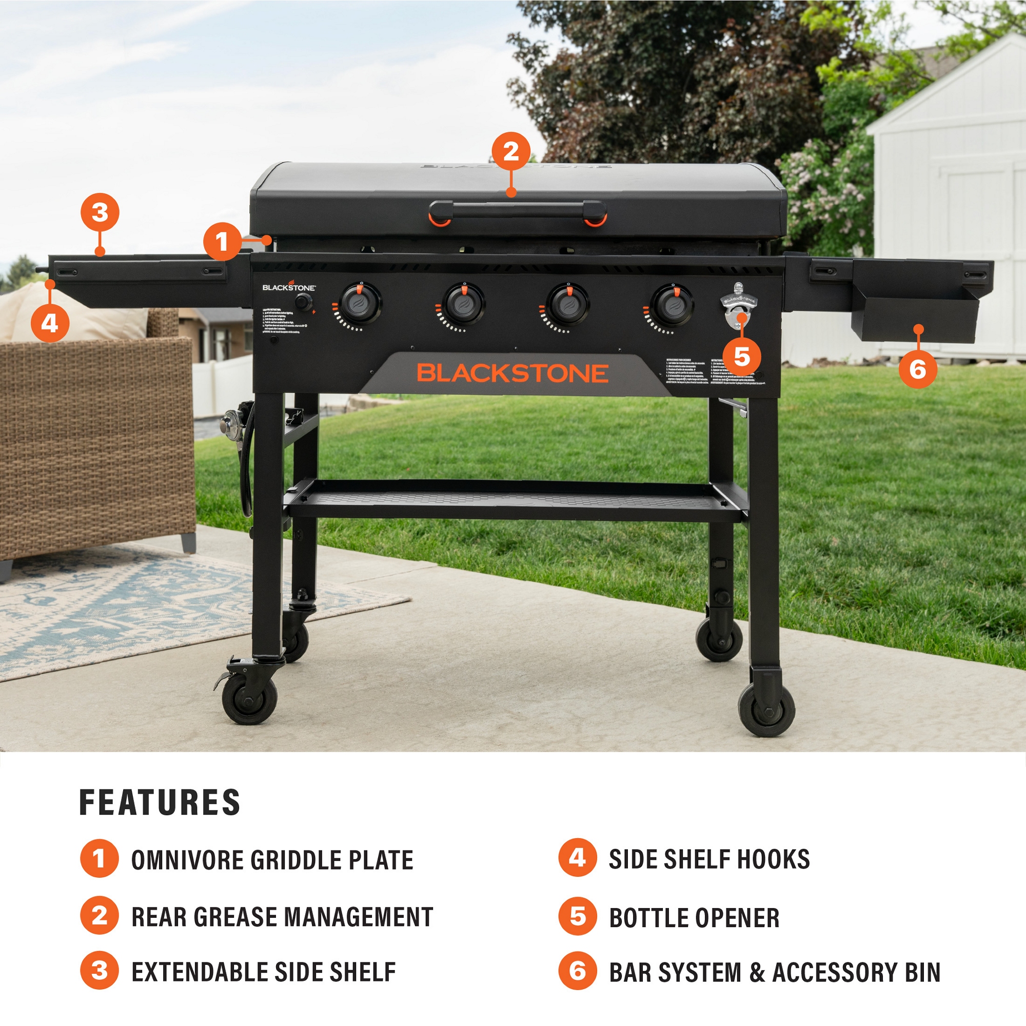 Blackstone 36" Original Omnivore Blackout Griddle with Hood 257-2322DK - Black Blackstone 36" Original Omnivore Blackout Griddle with Hood 257-2322DK - Black