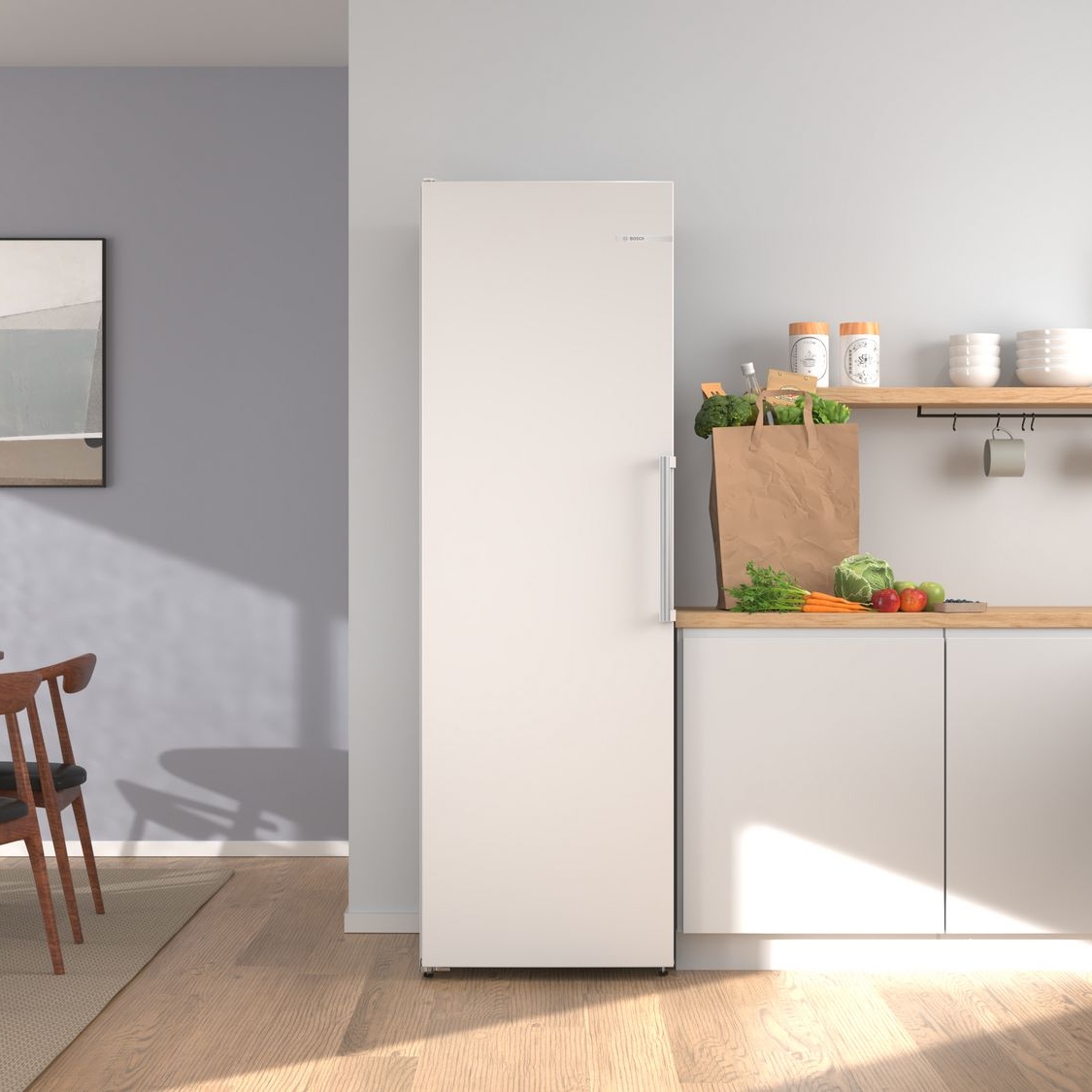 Bosch 60cm Series 4 Freestanding Larder Fridge KSN36VWDGG - White Bosch 60cm Series 4 Freestanding Larder Fridge KSN36VWDGG - White